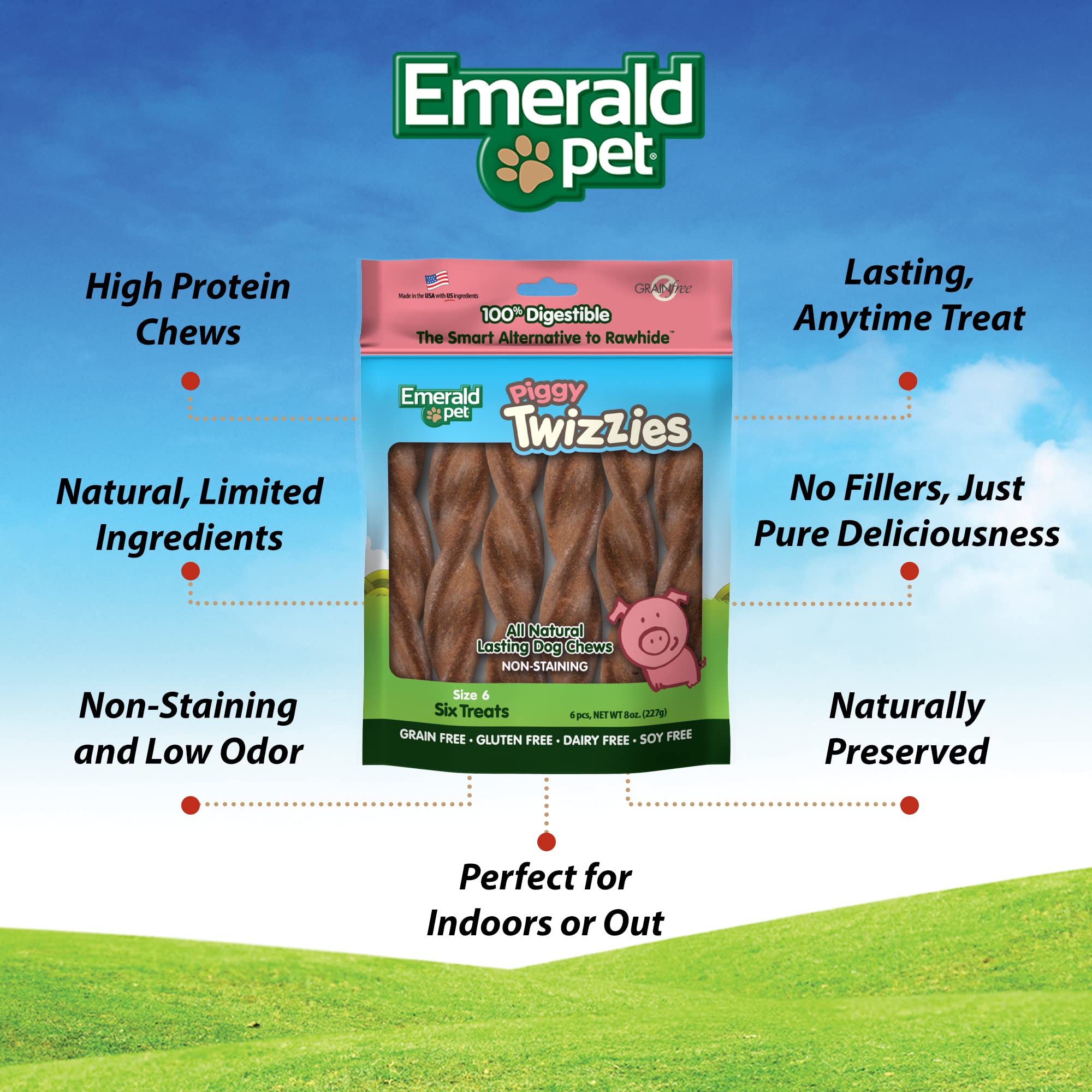 Emerald Pet - Dog Chews, Chew Treats, Rawhide Free, All-Natural Chew Sticks, Lasting Dog Treat, 100% Digestible, Grain-Free, Glu