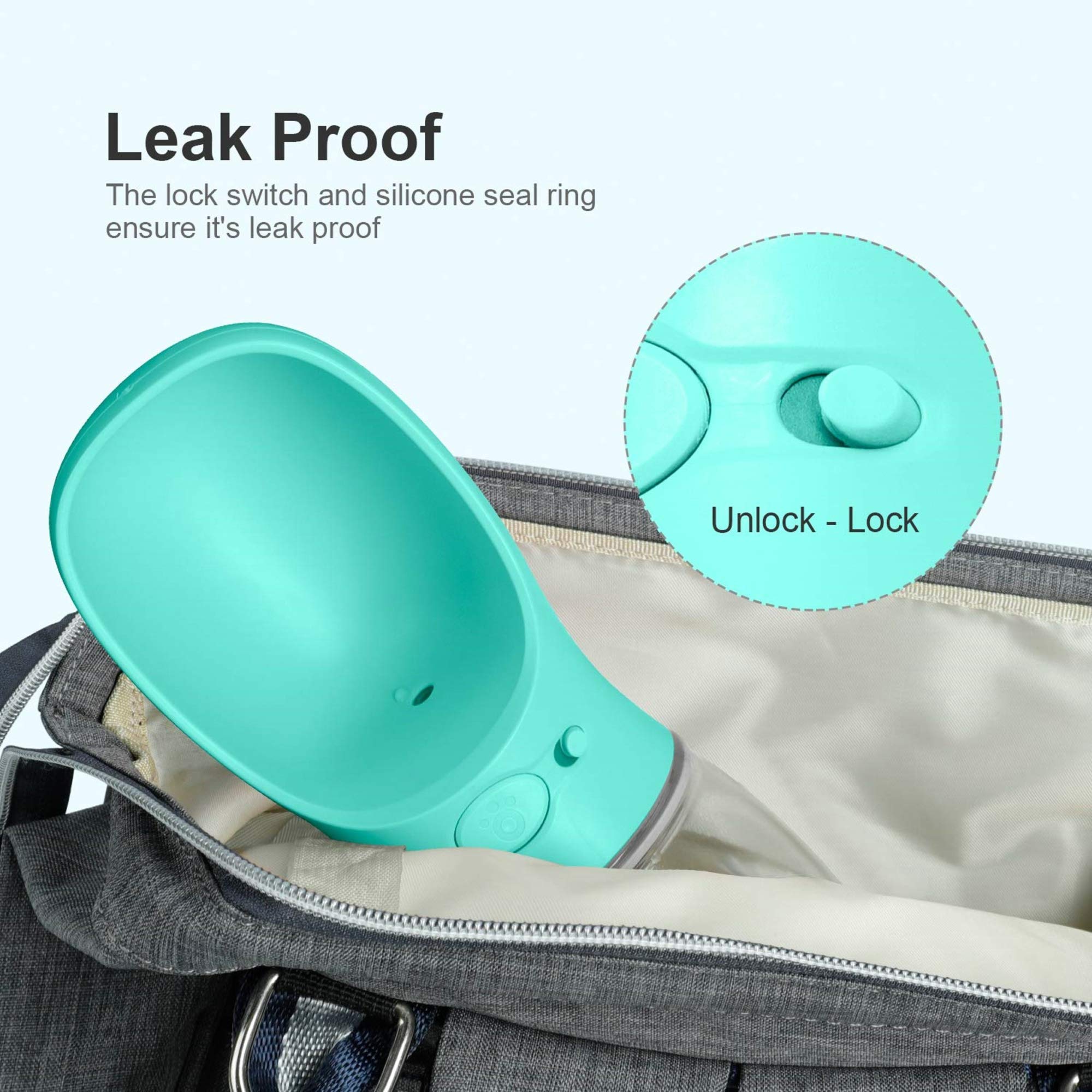 Deyace Dog Water Bottle, Leak Proof Portable Pet Water Bottles For Dogs, Puppy Water Dispenser With Drinking Feeder For Travel (Teal 12Oz)