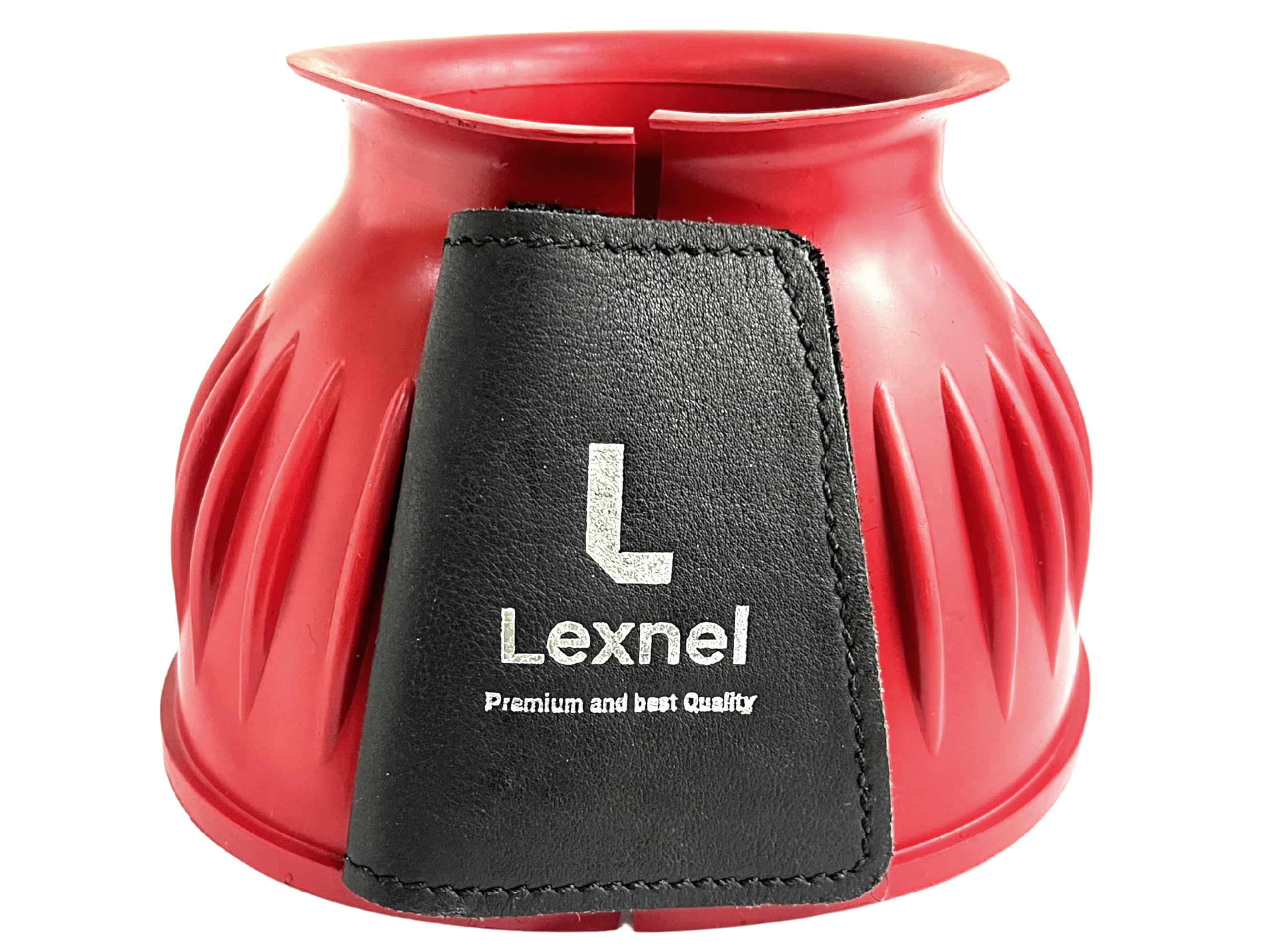 Lexnel Rubber Horse Bell Boots - Durable Overreach Protection & Secure Hook-And-Loop Closure (Xl-Red)
