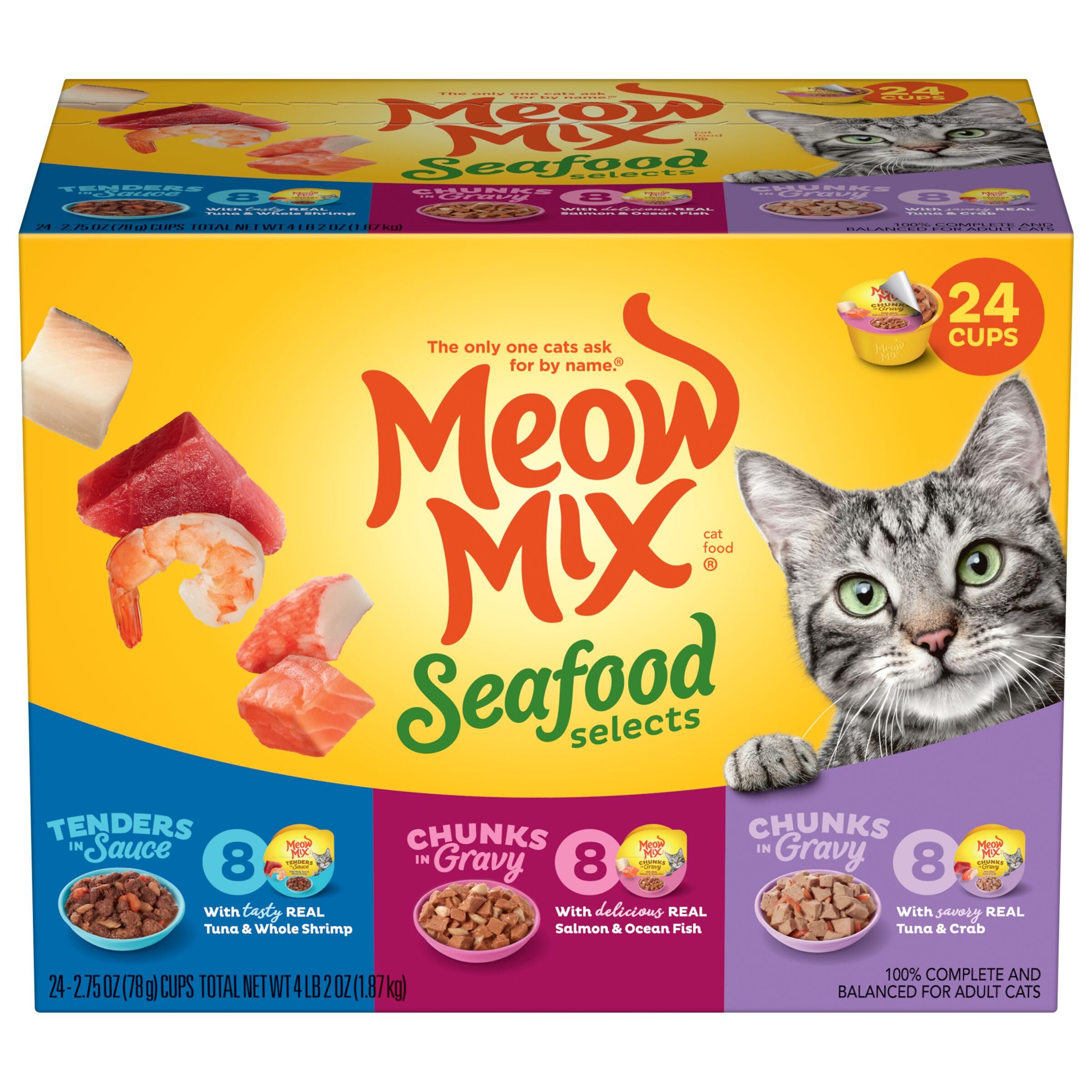 Meow Mix Seafood Selects Wet Cat Food Variety Pack, 2.75 Ounce (Pack of 24)