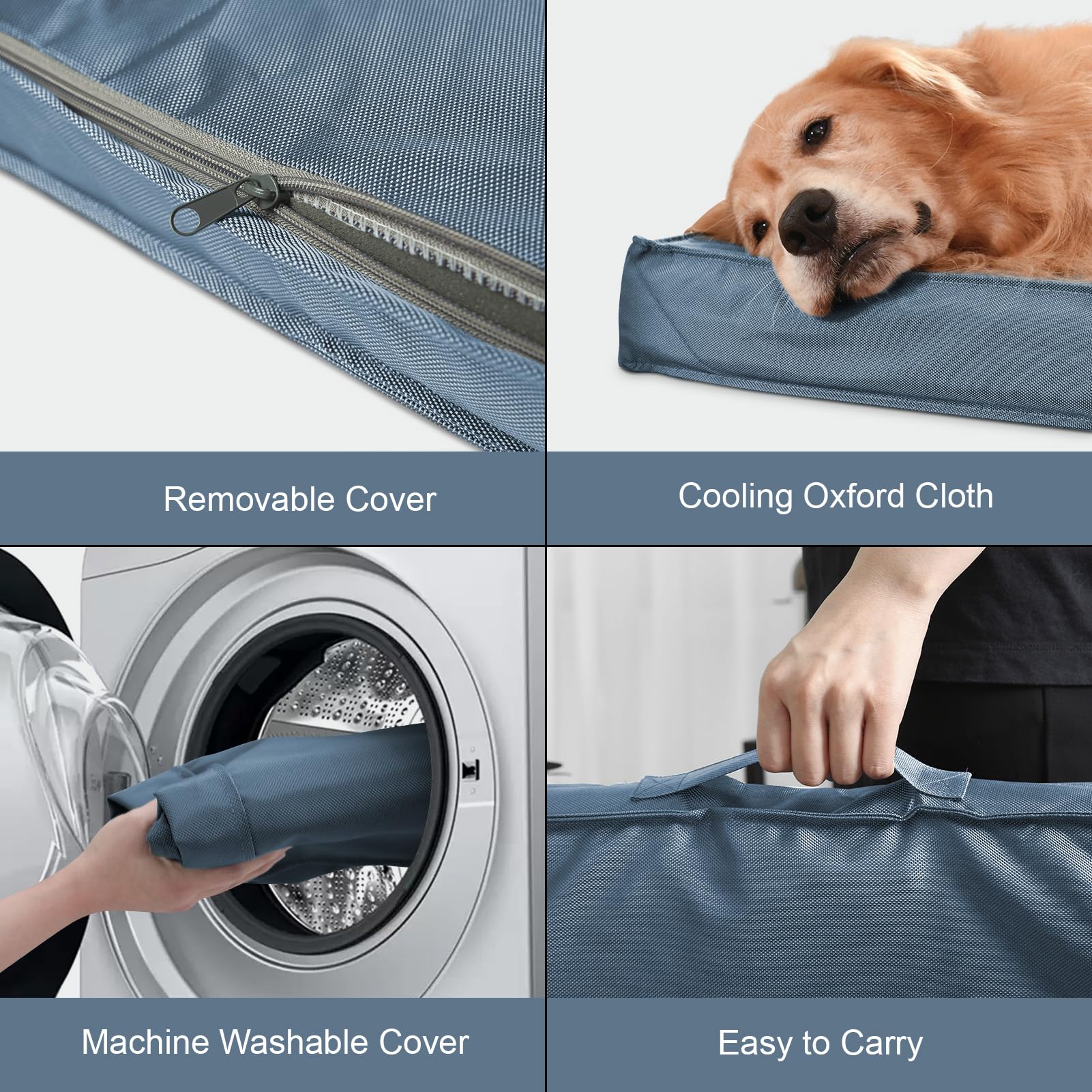 Tail Stories Orthopedic Dog Bed For Large Dogs - Pet Bed With Removable Washable Cover, Large Waterproof Dog Crate Bed For Large Sized Dog With Egg Crate Foam, Blue