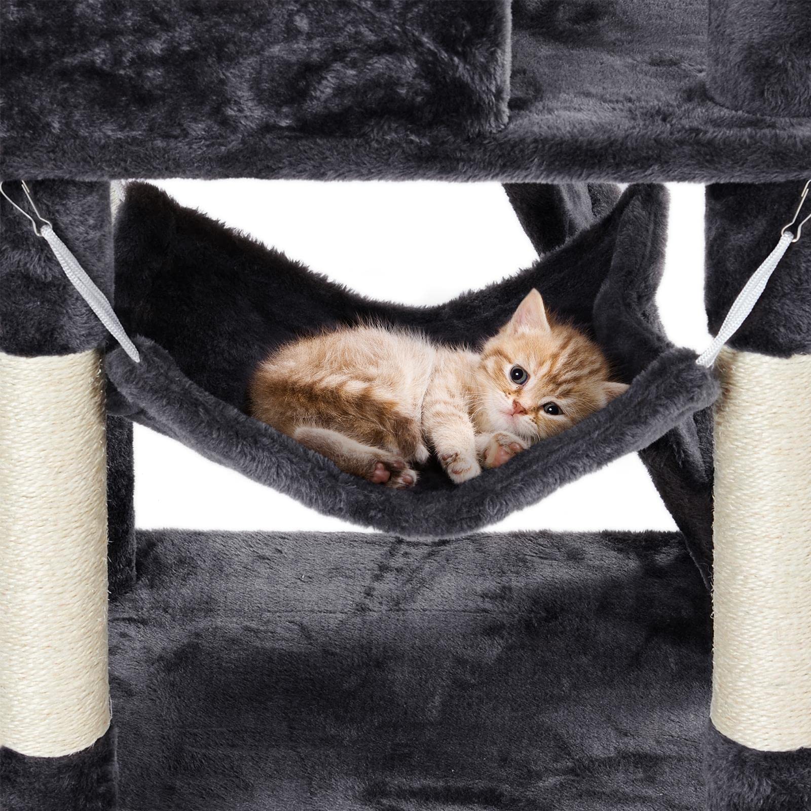 Yaheetech 51In Cat Tree Cat Tower As Activity Center, Indoor Cats And Kittens Playing House With Funny Hammock Tunnel Scratching Post