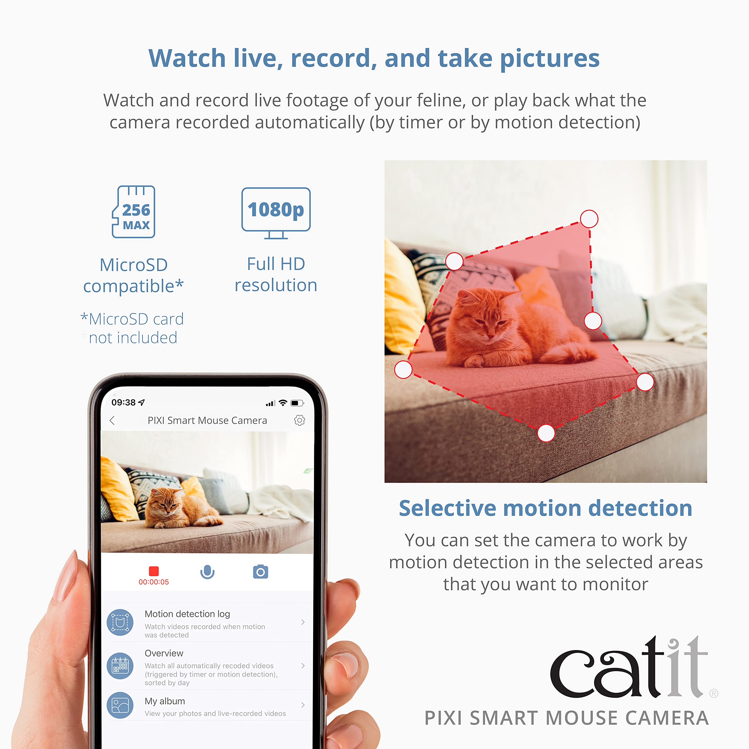 Catit Pixi Smart Mouse Camera, App-Controlled Pet Camera For Cats