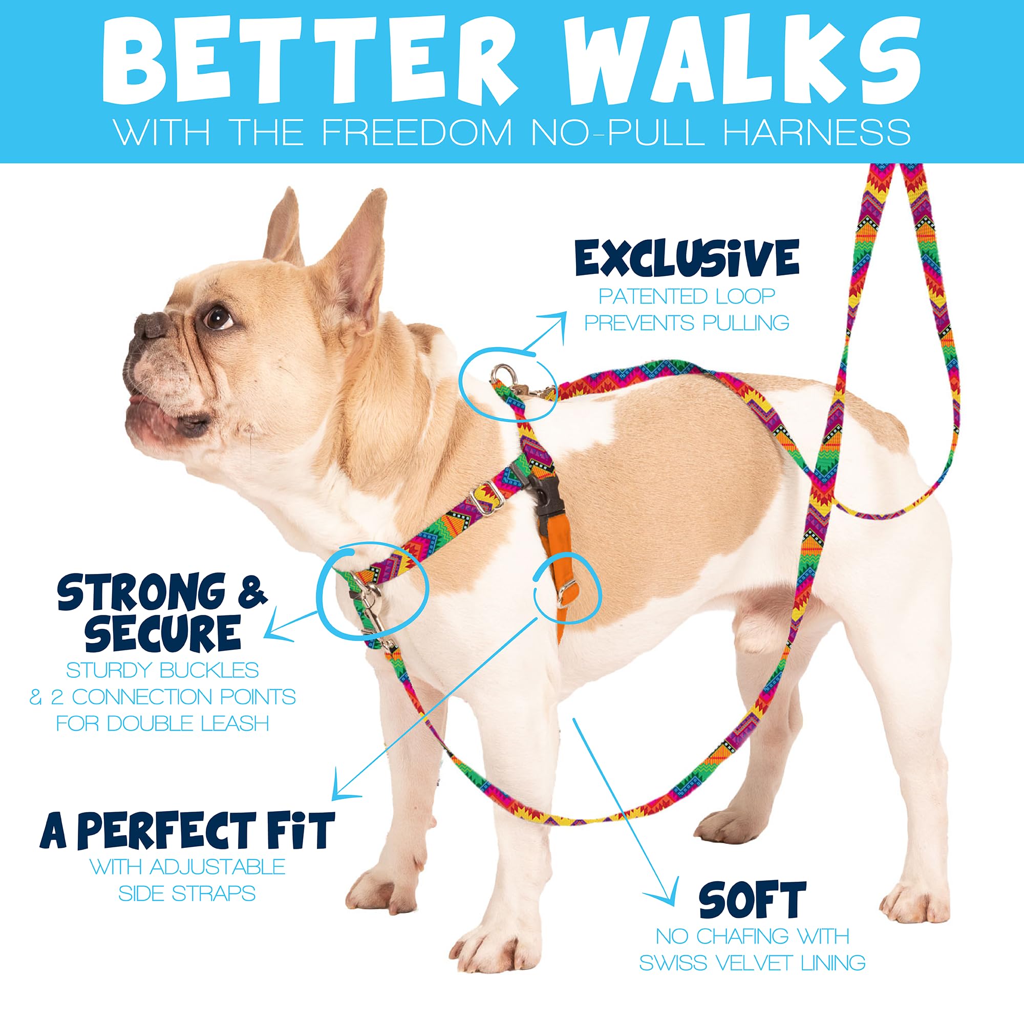 2 Hounds Design - Freedom No-Pull Harness & Training Leash In Green Aloha | Dual Leash Loops, No Pulling On Walks | Lined To Pre