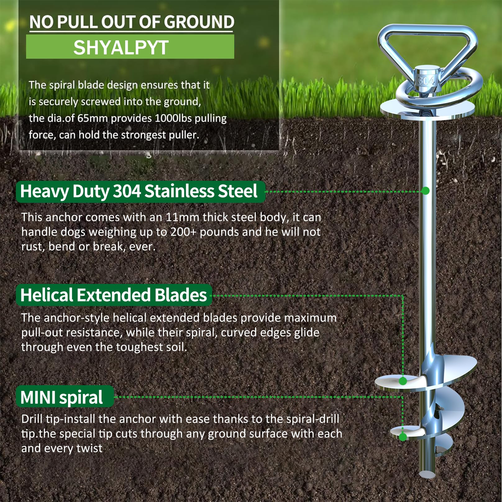 Dog Tie Out Stake,360 Swivel Runner for Yard,Run Anchors for Large up to 150 lbs,Leads for Yard Heavy Duty-Use Any Tie Out Cable