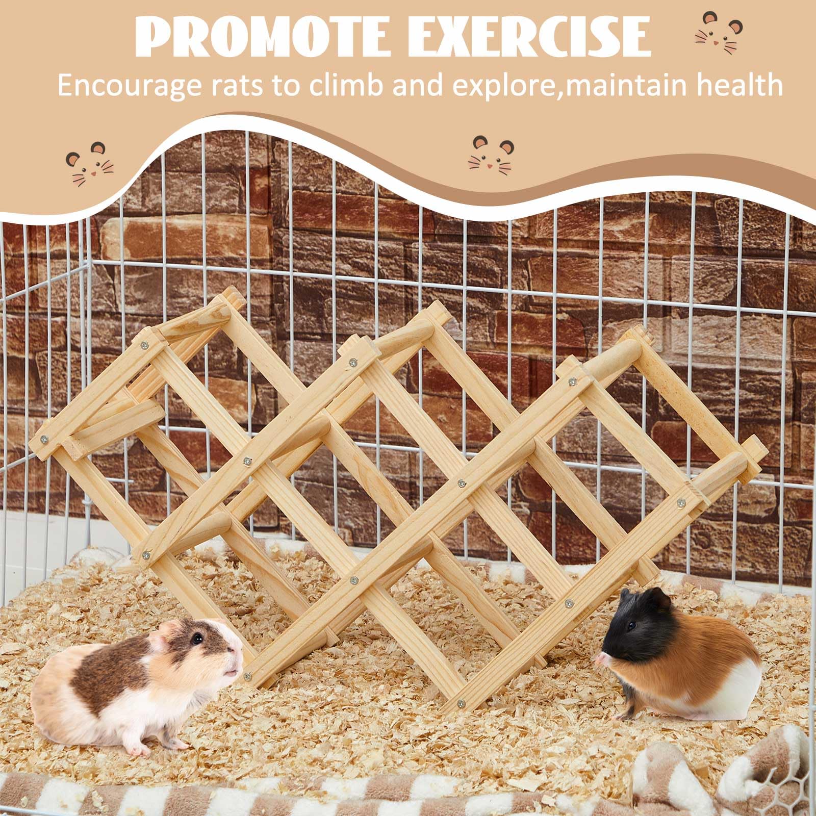 Croblissful Wooden Rat Climbing Toys, Pet Rat Cage Accessories Climbing Ladder, Hamster Educational Toys, Hanging Hamster Supply