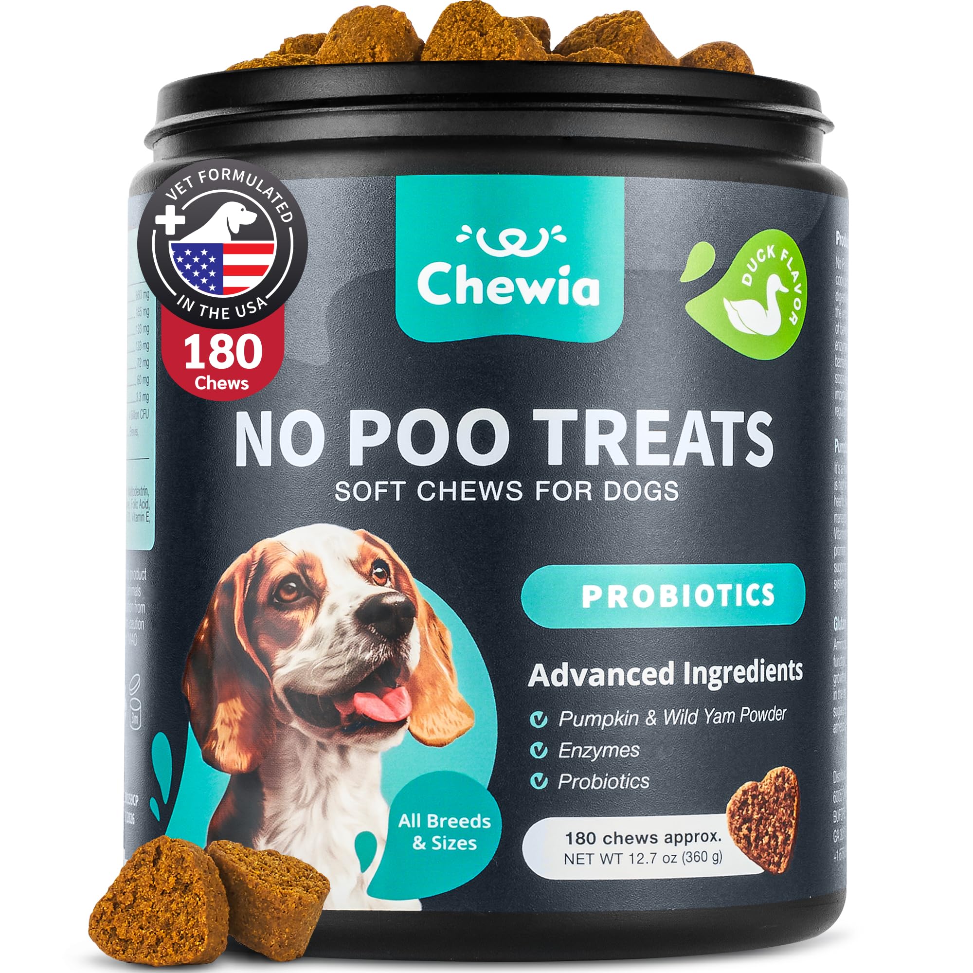 No Poo Chews for Dogs - Coprophagia Deterrent - Dog Probiotics for Digestive Health with Enzymes - Canine Stool Eating Deterrent