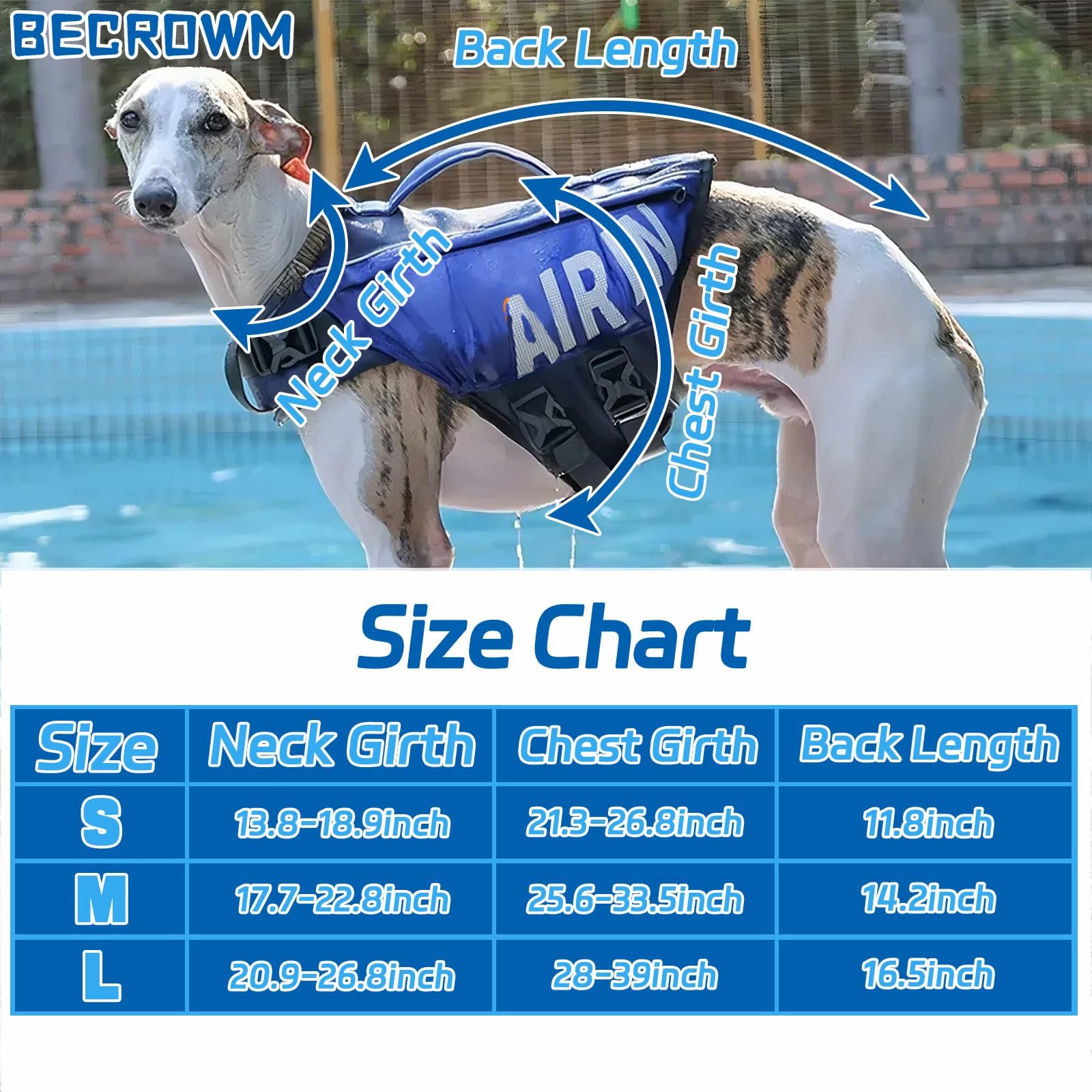 Becrowm Dog Life Jacket Ripstop Dogs Life Vest For Swimming Boating Dog Safety Vest Adjustable Preserver With High Buoyancy And