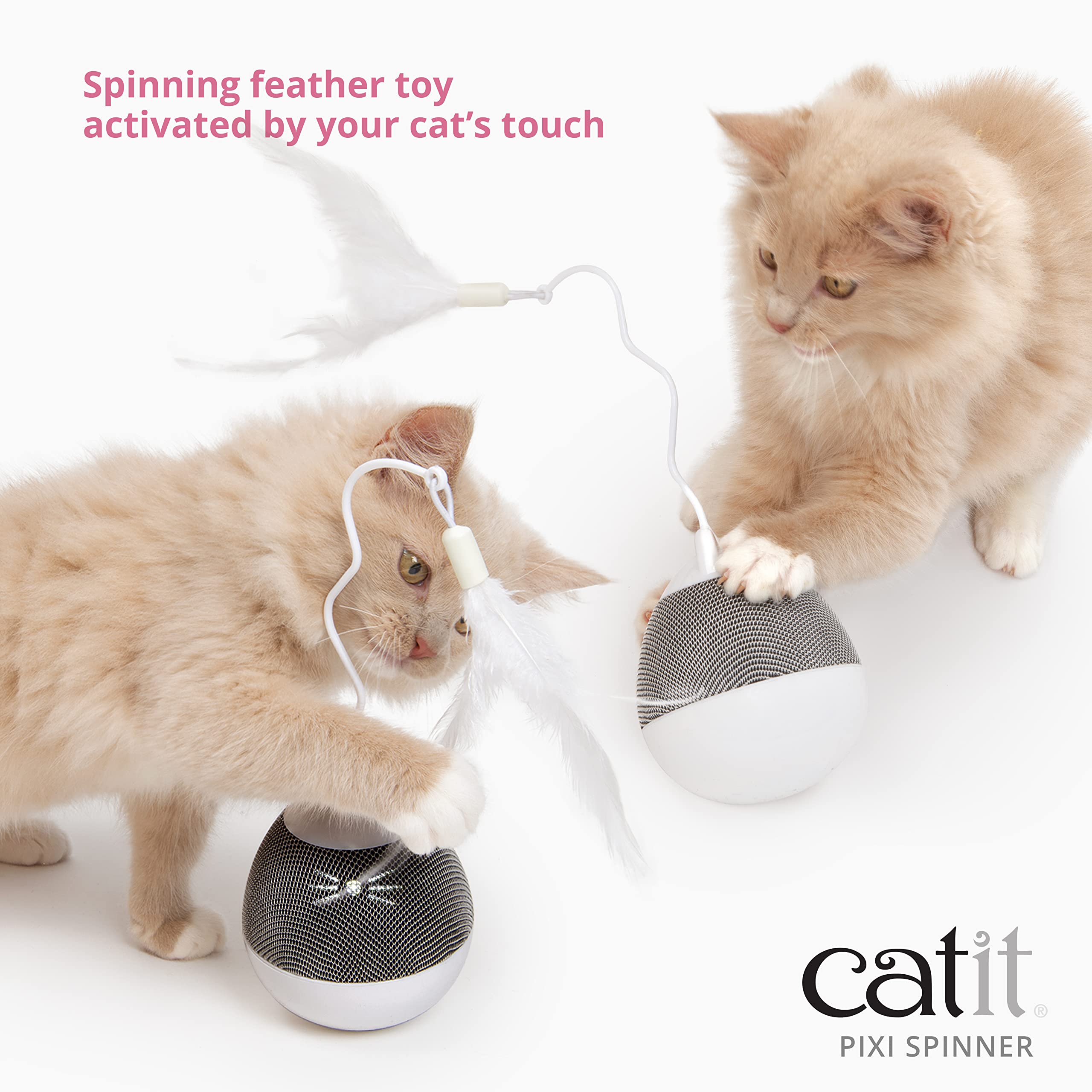 Catit PIXI Spinner, Treat Dispensing Cat Toy, Silver