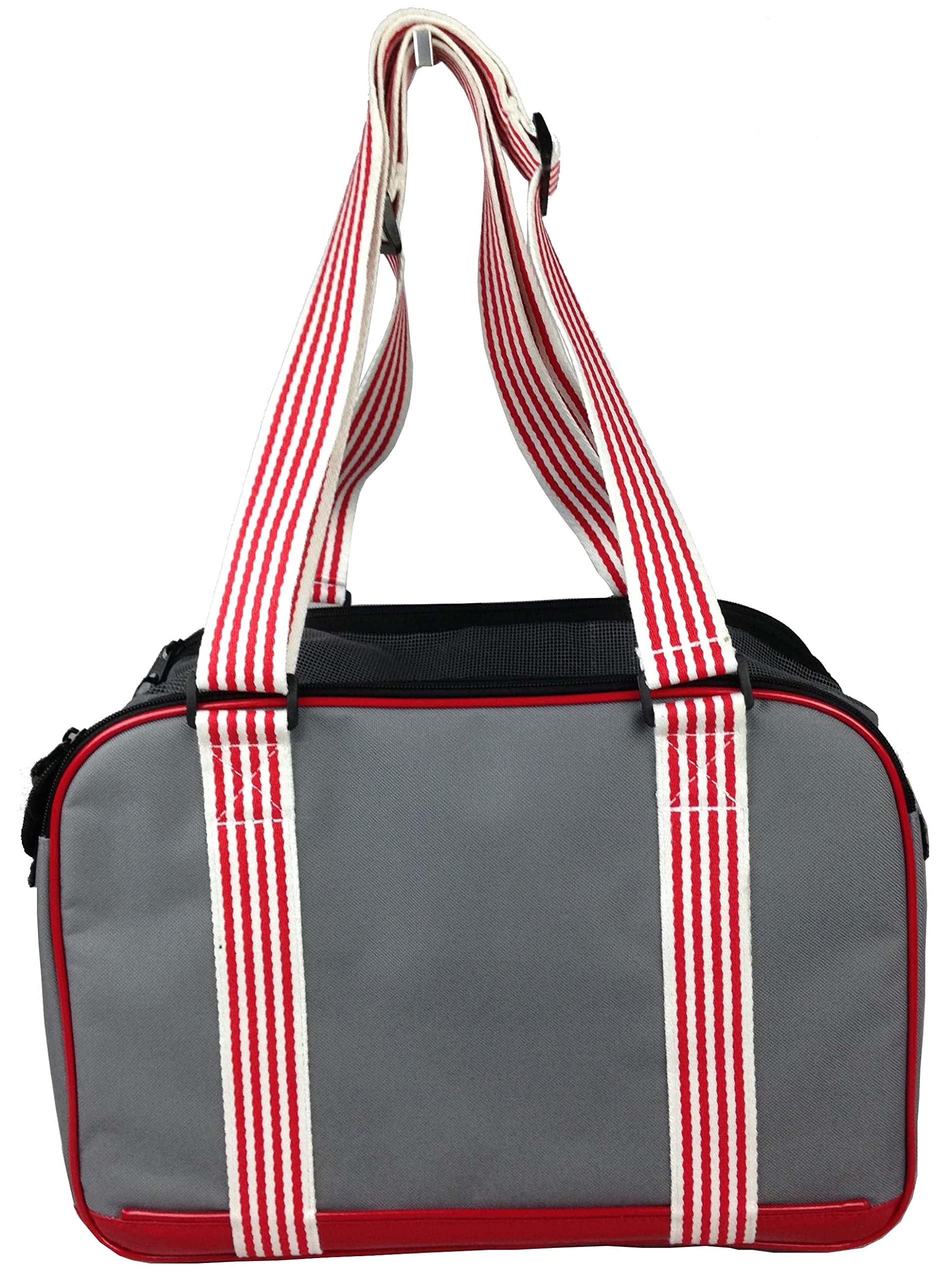 Pet Life Candy Cane Tote Pet Carrier for Dogs with Striped Shoulder Straps - Fashion Dog Carrier with Built-in Leash Holder