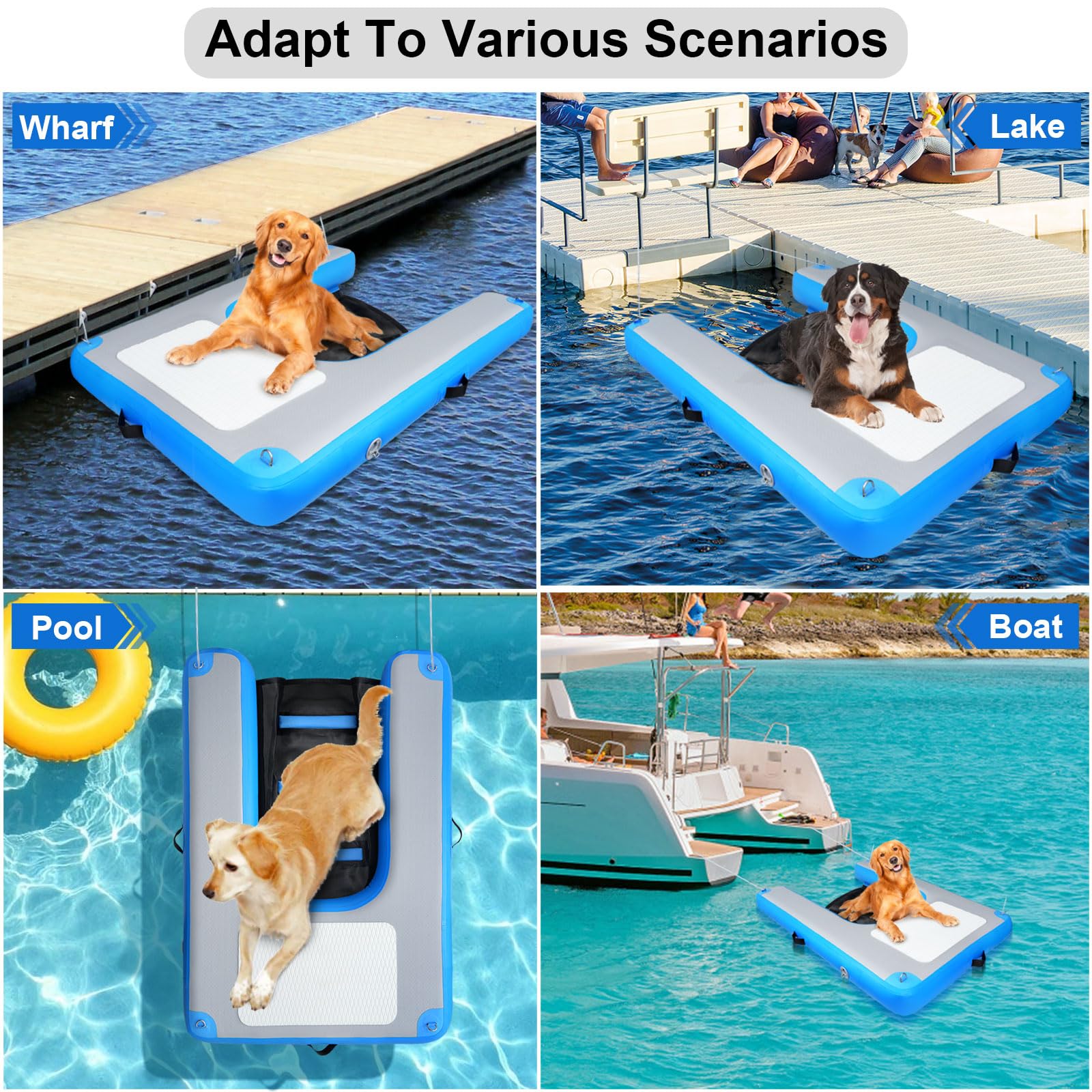 Honyta Inflatable Dog Water Ramps, Float Floating Ramps For Dog Water Ladder Steps Ramp For Pools Boats Docks, For Swimming Pets