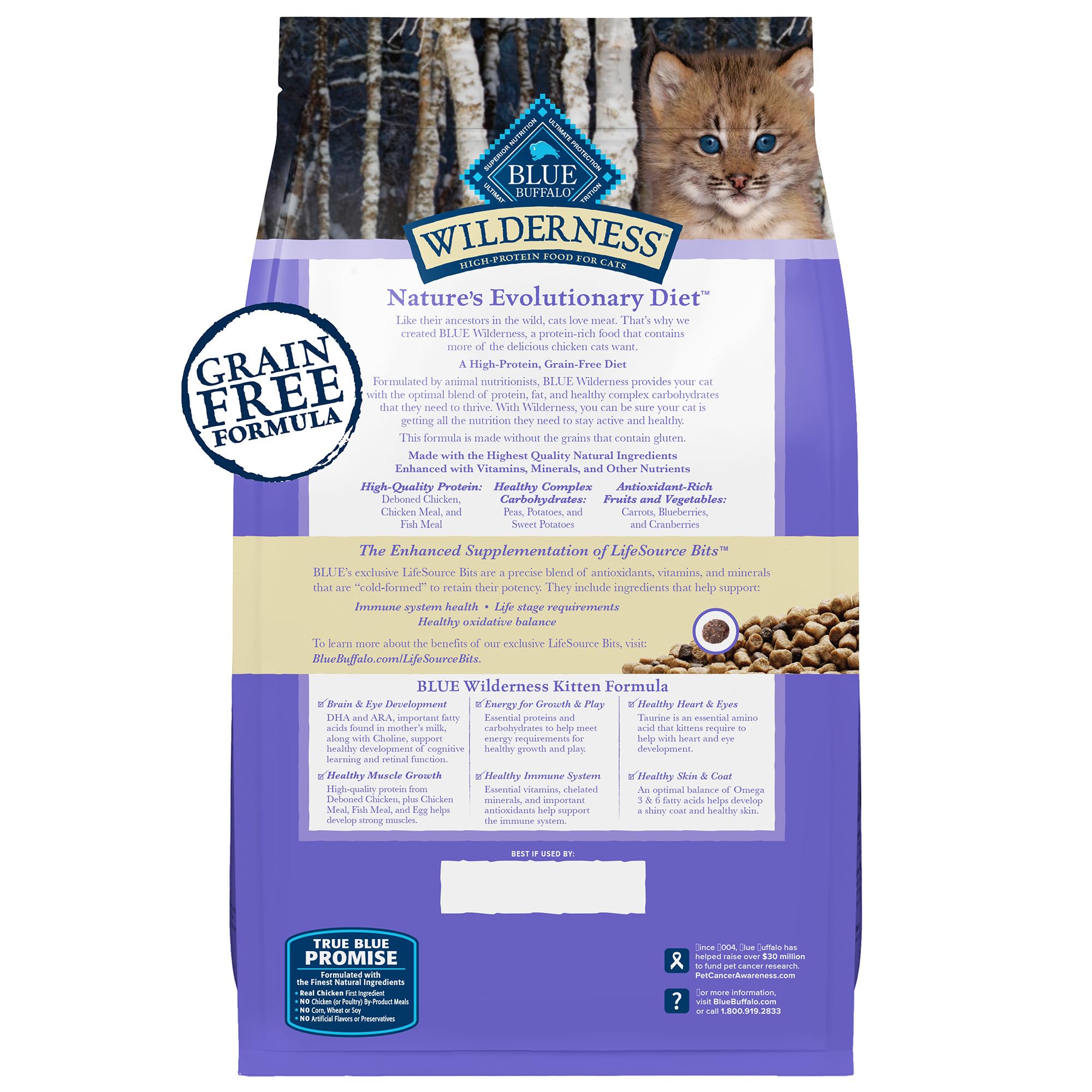 Blue Buffalo Wilderness Natural Kitten Dry Cat Food, with DHA and ARA to Support Brain and Eye Development, High-Protein and Gra