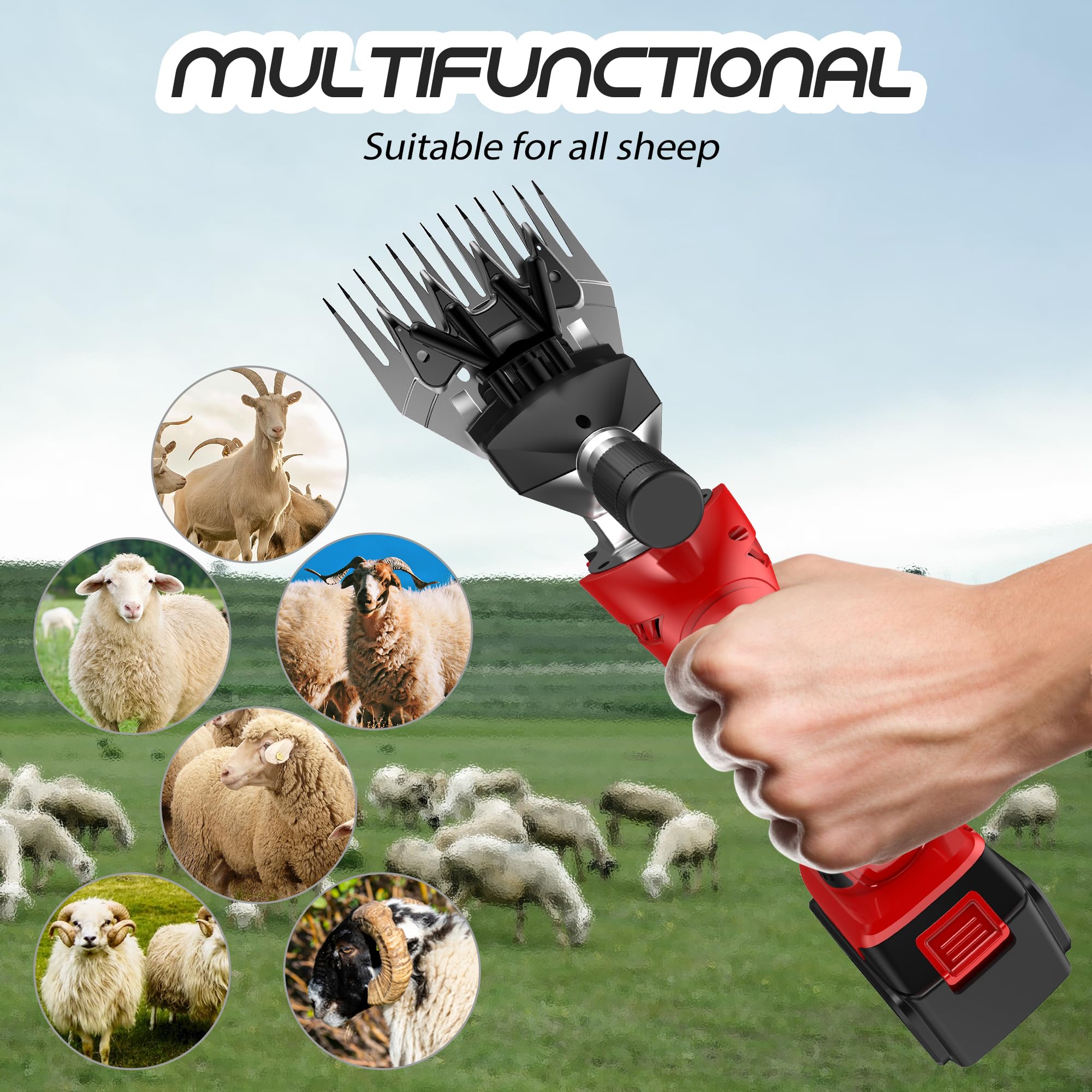 Cordless Sheep Shears, 300W Lithium Battery Wireless Sheep Shears For Dogs, Goats, Cattle, Farm Livestock Pet, Sheep Clippers Wi