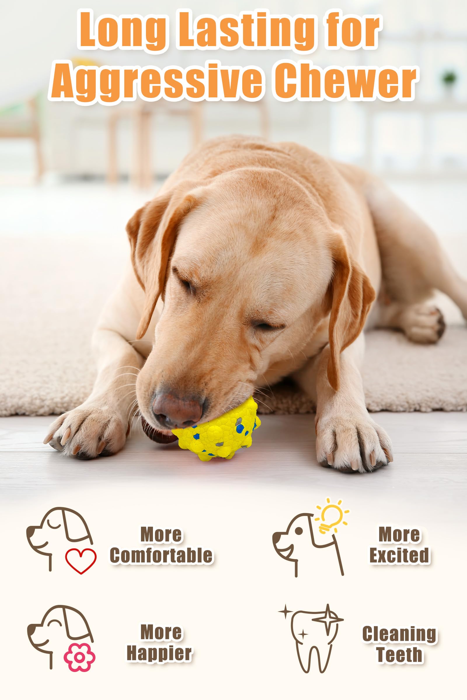 Moonorange Dog Tennis Balls For Aggressive Chewers, Indestructible Durable Bouncy Interactive Toy For Dogs Fetch Game Lightweigh