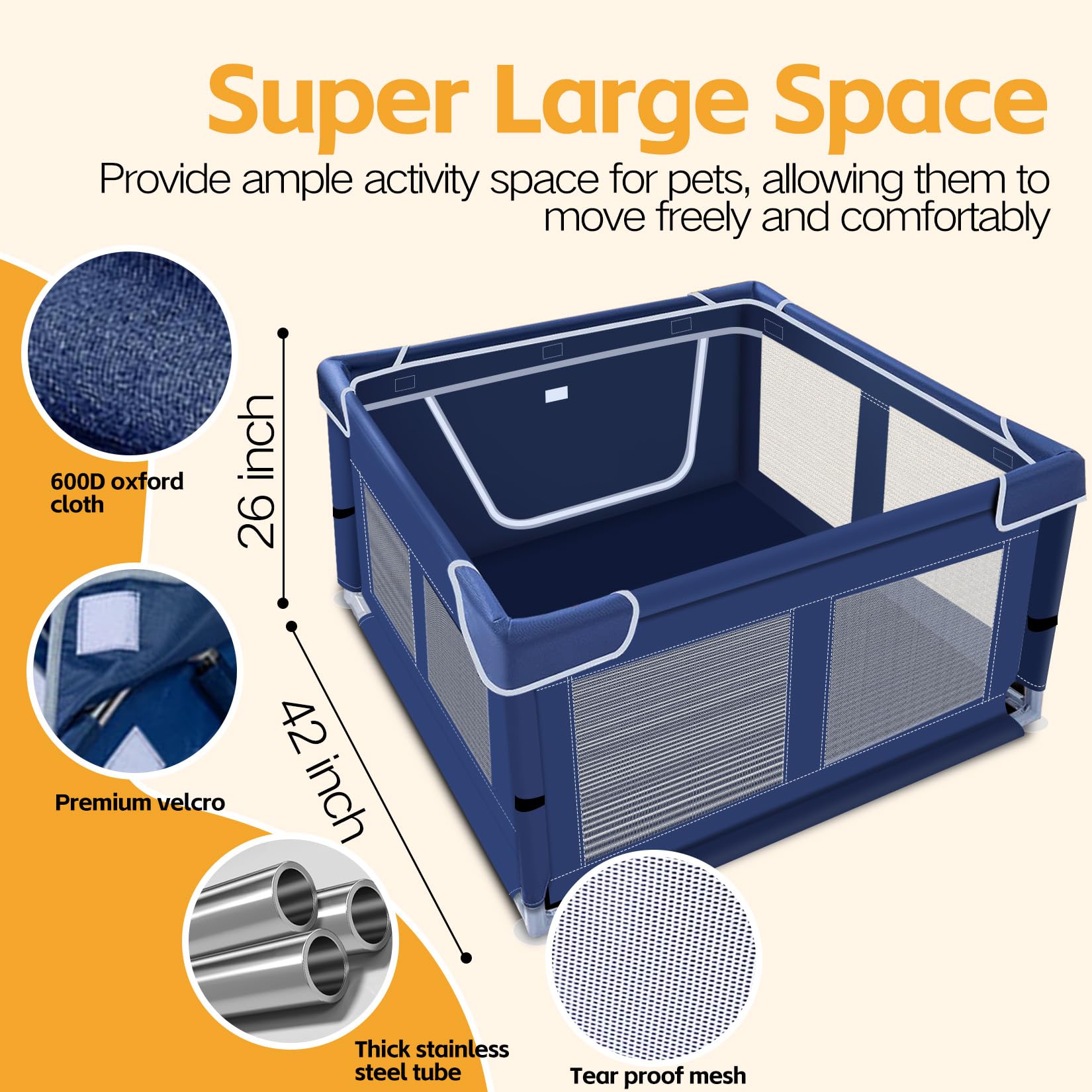 42 Inches Dog Playpens,Puppy Playpen With Gate For Puppies Or Small Dogs, Dog Fence Pet Playpen For Indoor & Outdoor