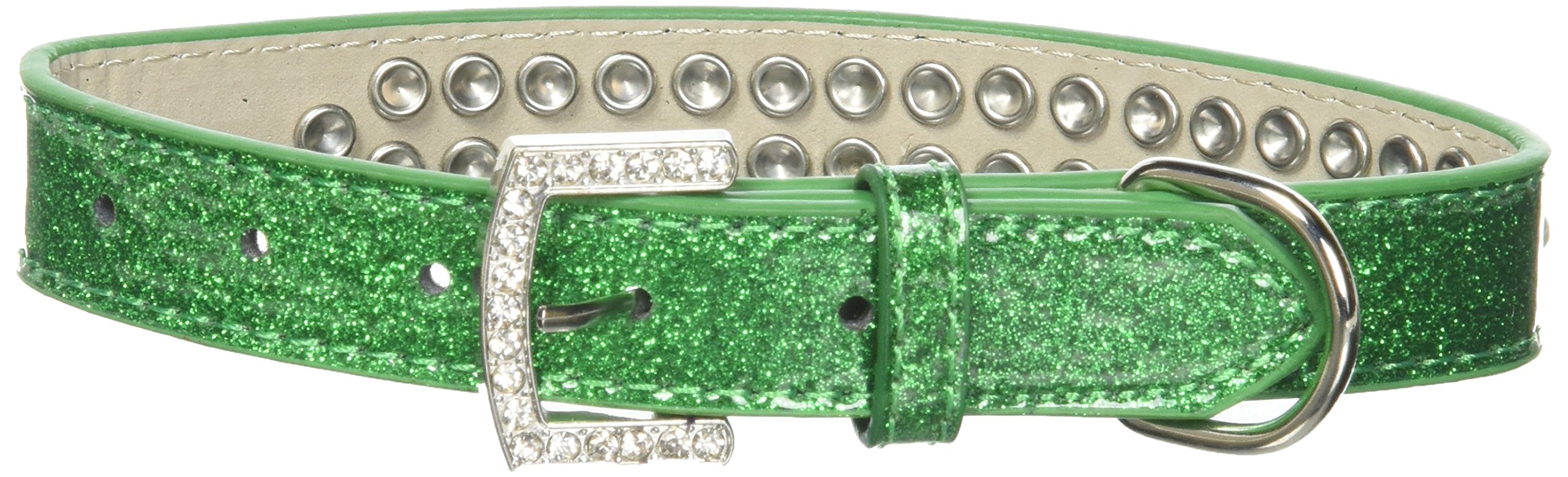 Dog, Puppy & Pet Ice Cream Collar, &quot;Two Row Pearl Rimsets&quot; Emerald Green 14