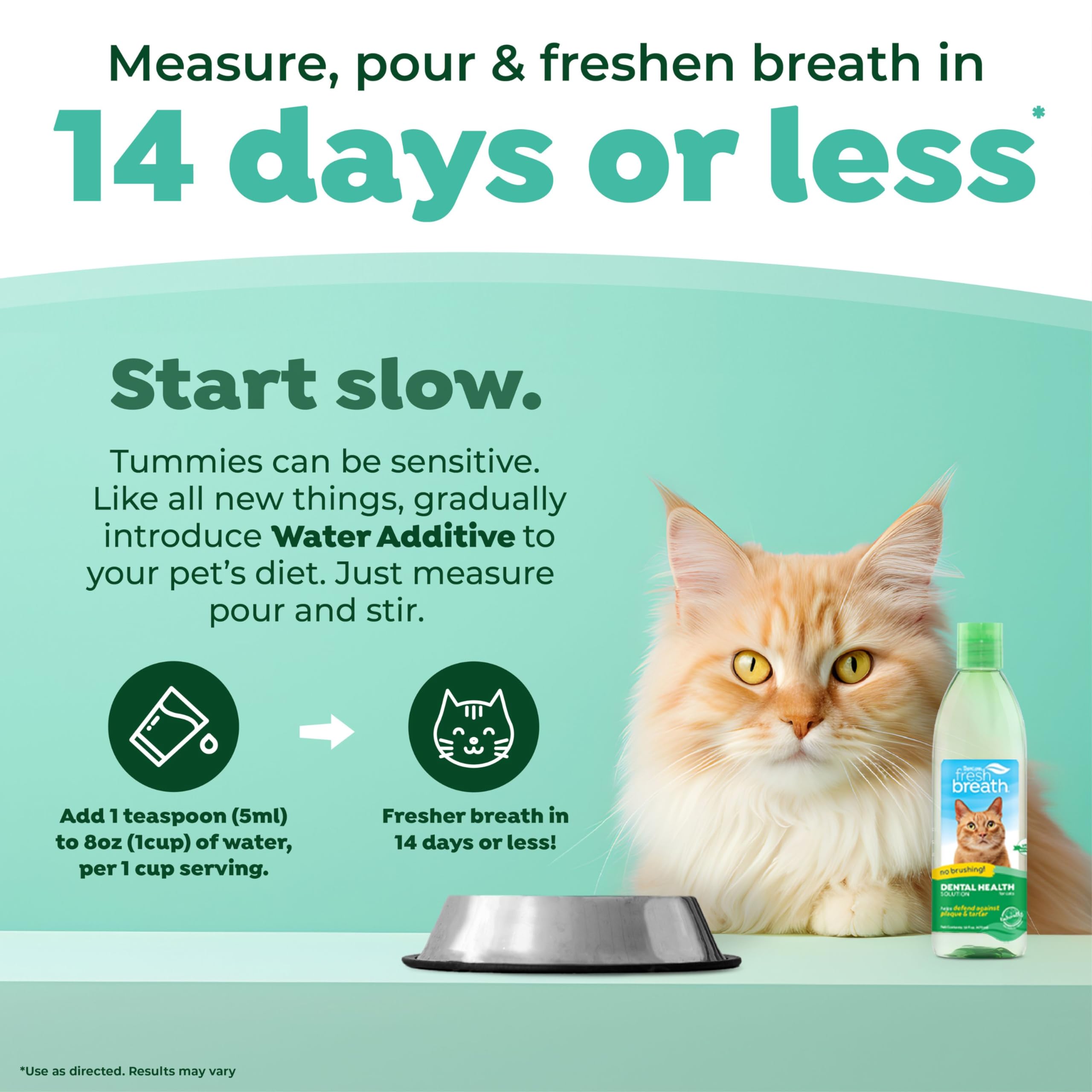 TropiClean Fresh Breath for Cats | Cat Dental Water Additive | Cat Breath Freshener for Healthy Cat Dental Care | Made in the US