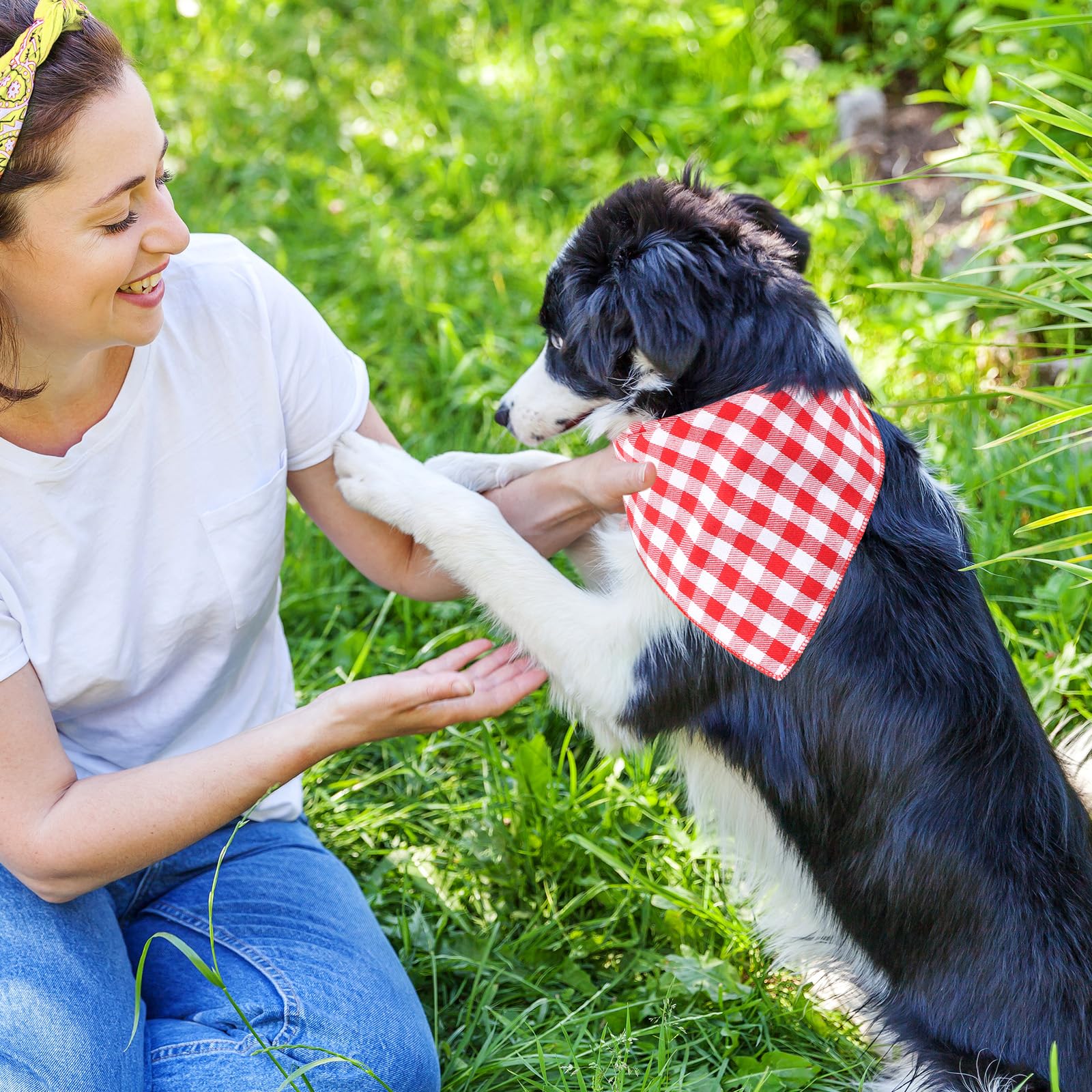 Segarty 10 Pack Dog Bandanas Triangle, 22.8''X15.7'' Washable Plaid Bibs Accessories Bulk For Small Medium Dogs Cats Large Puppy