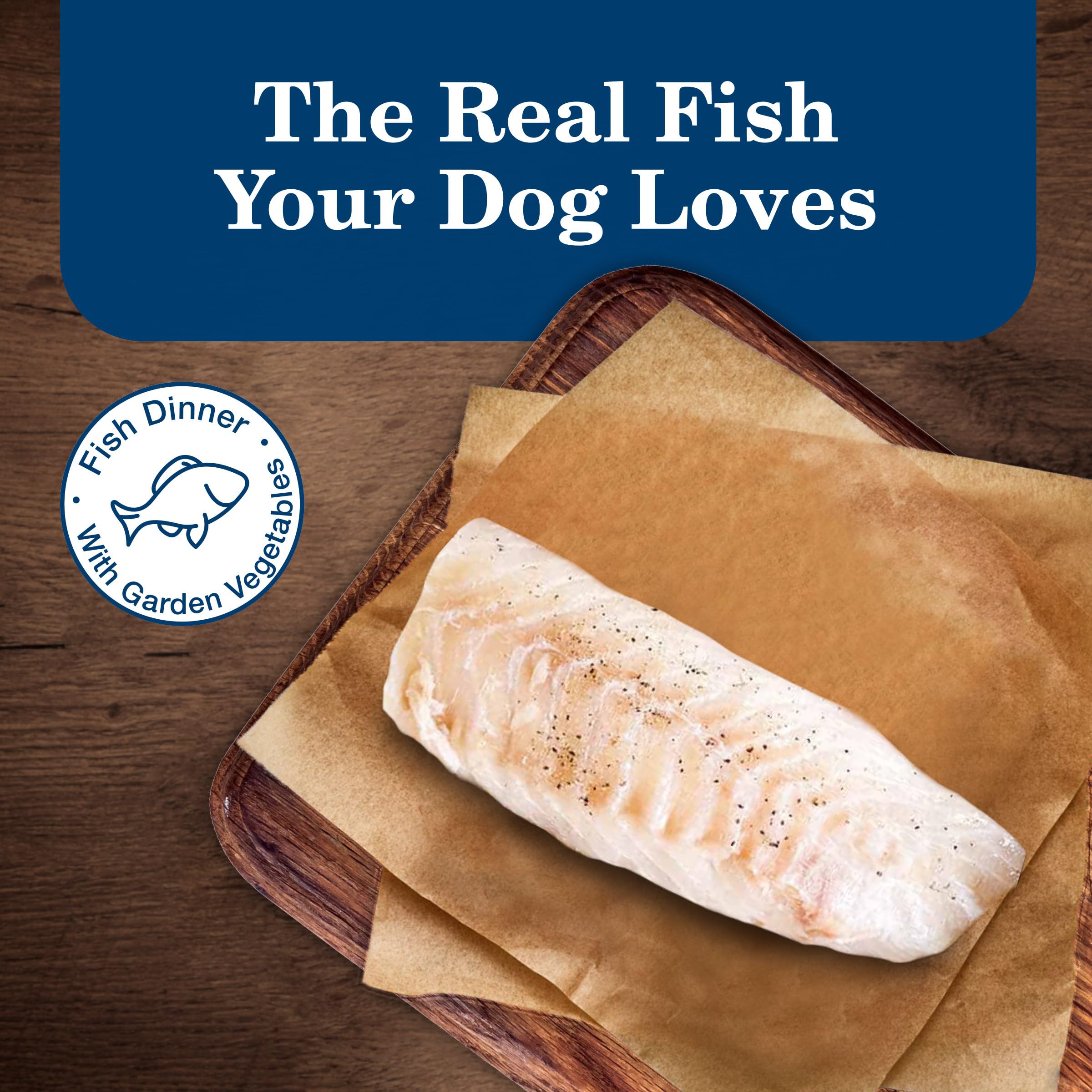 Blue Buffalo Homestyle Recipe Adult Wet Dog Food, Made with Natural Ingredients, Fish & Sweet Potato Dinner With Garden Vegetabl