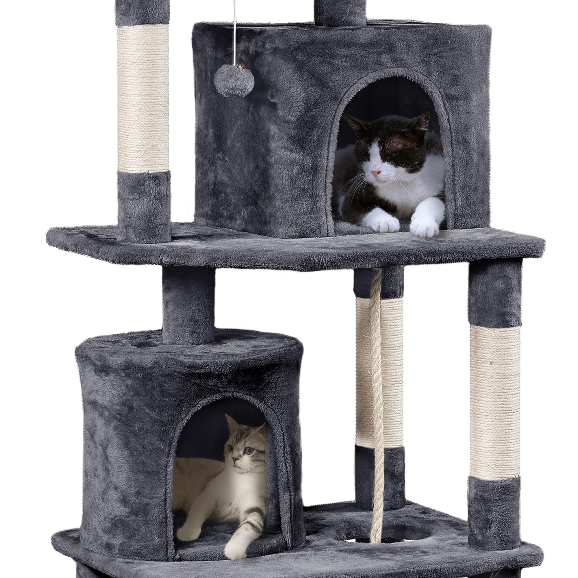 Yaheetech 70.5' H Cat Tower, Multi Level Cat Tree Kitten Condo With 2 Condos & 2 Foam-Padded Perches & Scratching Post & Fur Ball For Medium/Large Cats