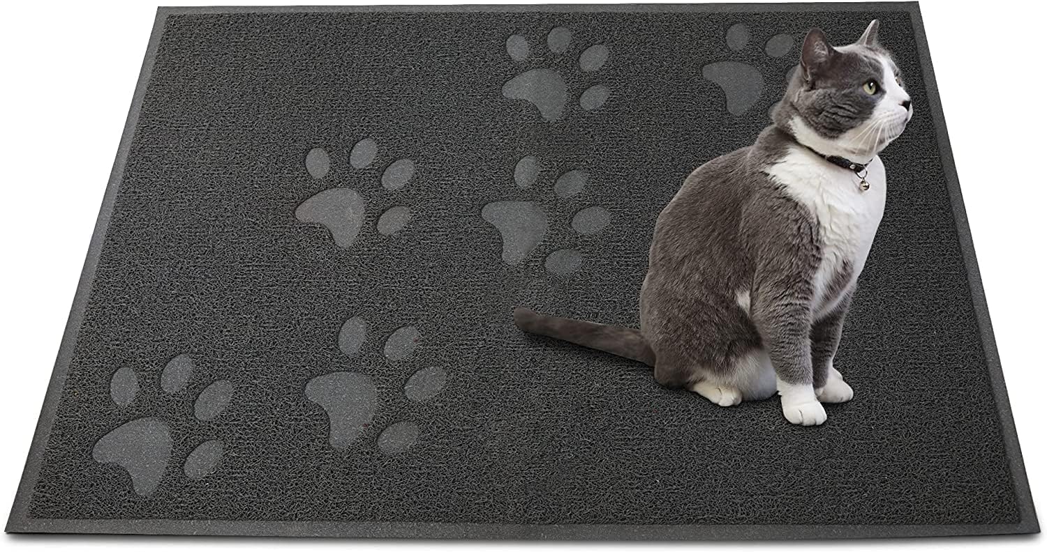 Andalus Extra Large Cat Litter Mat, Pack Of 1 - Waterproof, Non-Slip & Easy To Clean Cat Litter Box Mat For Extra Efficient Pet Litter-Trapping, Grey (35” X 23”)