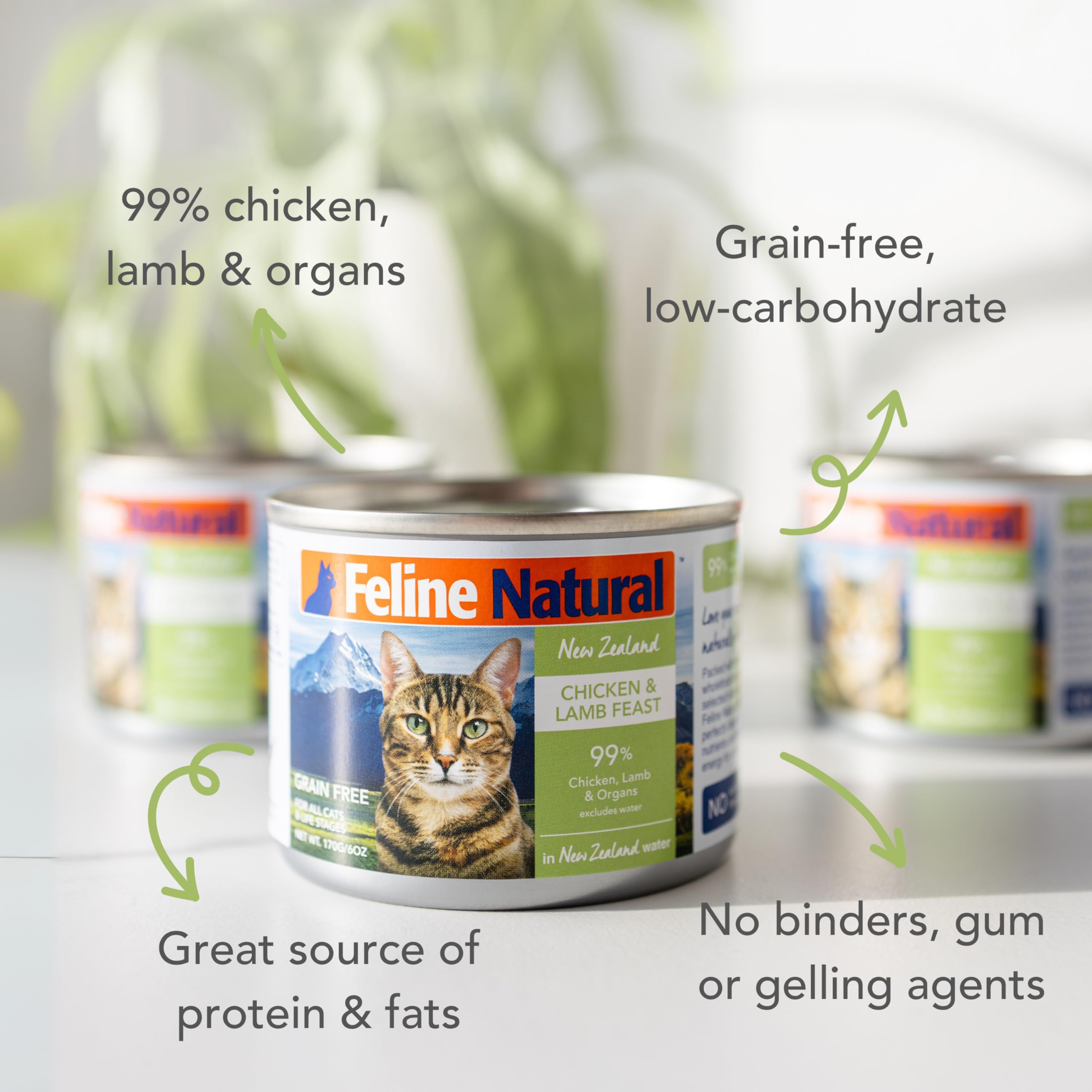 Feline Natural Pate Wet Food for Cats - Chicken & Lamb Feast, Grain-Free, High Moisture, 6 Ounce (Pack of 12), New Zealand Made