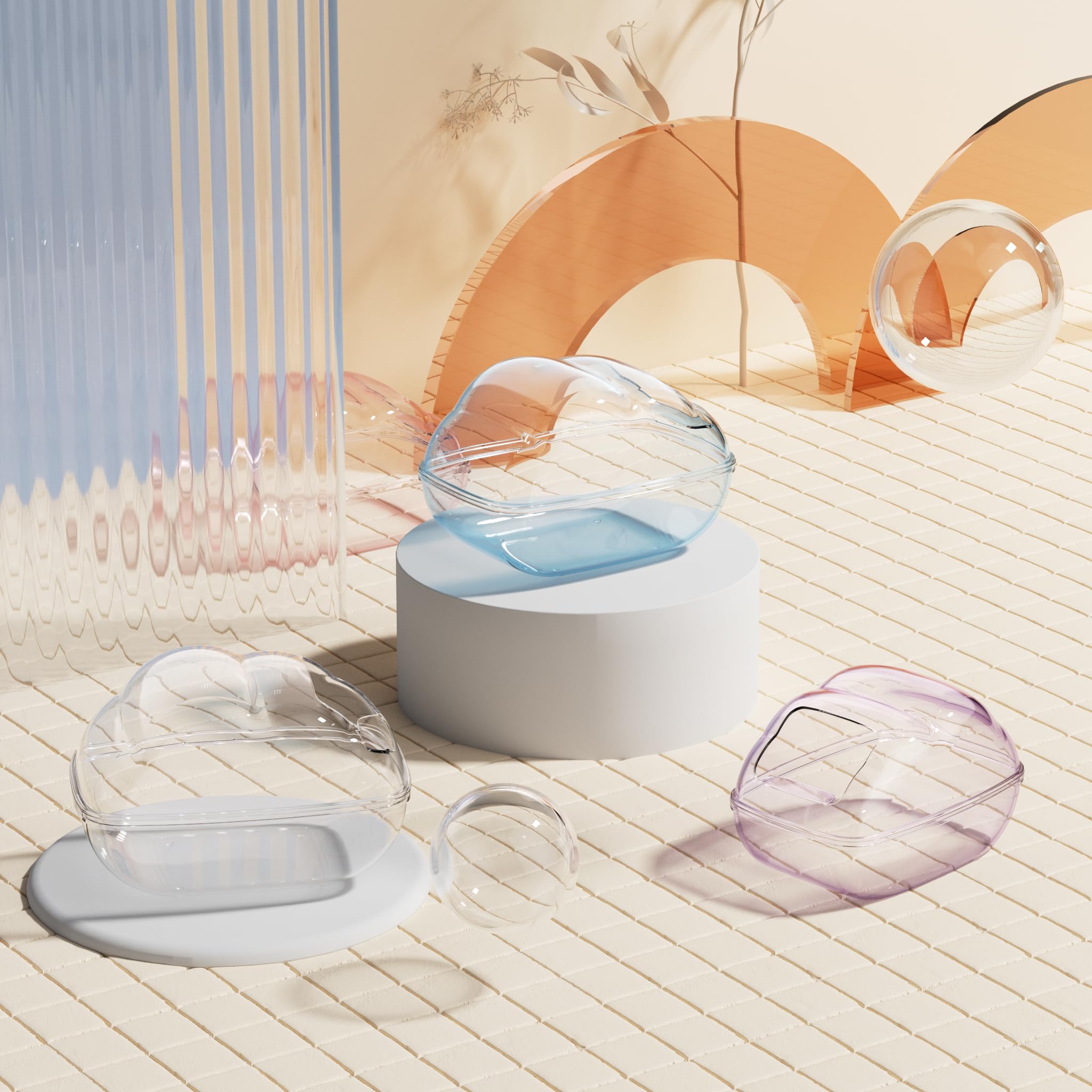 Bucatstate Hamster Sand Bath Container Transparent Hamster Dust Bath Kit Dwarf Toilet With Scoop Set Cage Accessories For Small Animals,Gerbil,Syrian Hamster,Mouse(Blue, Medium)