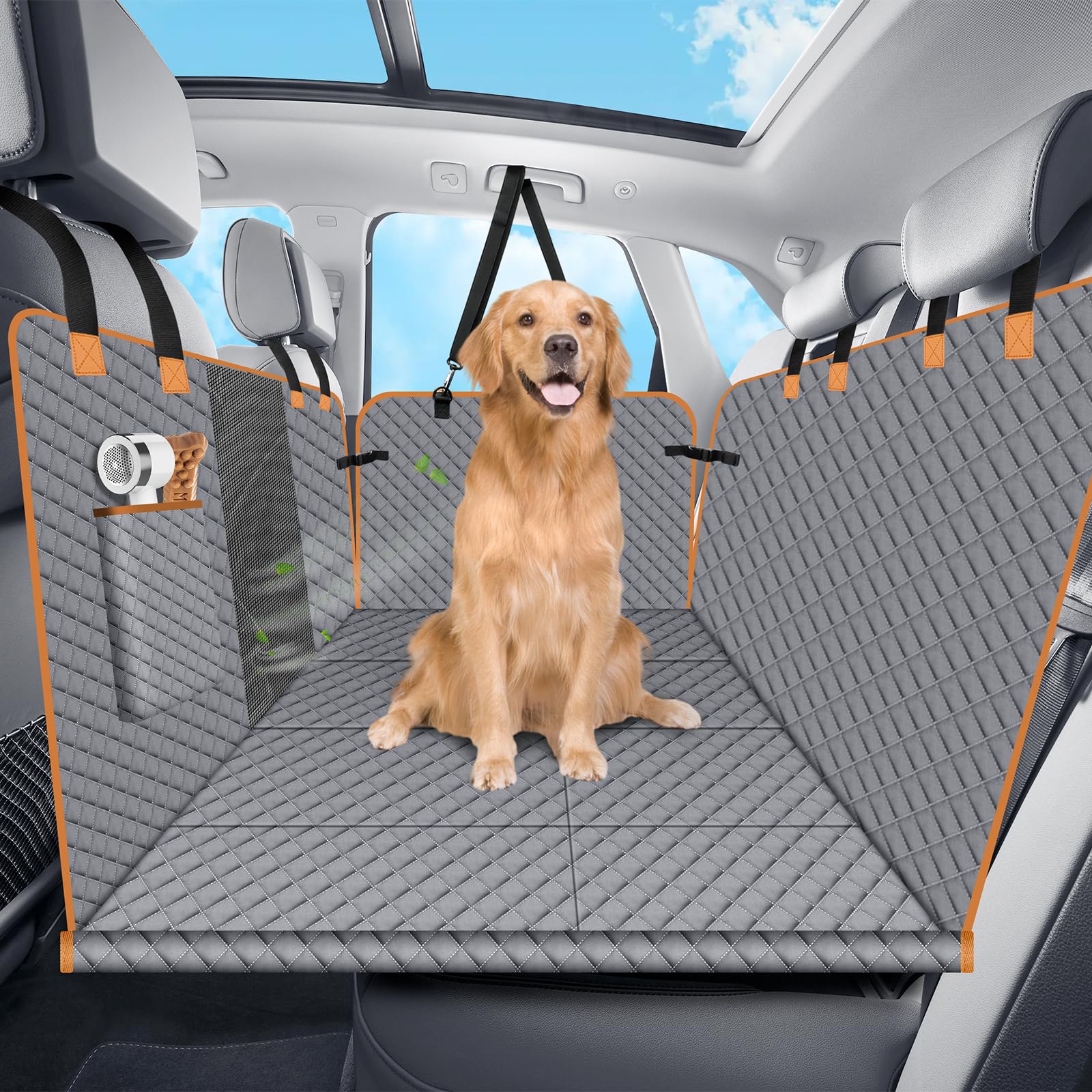 Lekespring Dog Car Seat Cover For Back Seat, Dog Car Bed Cover With Strong Hard Bottom, Back Seat Extender Hammock For Suv Truck