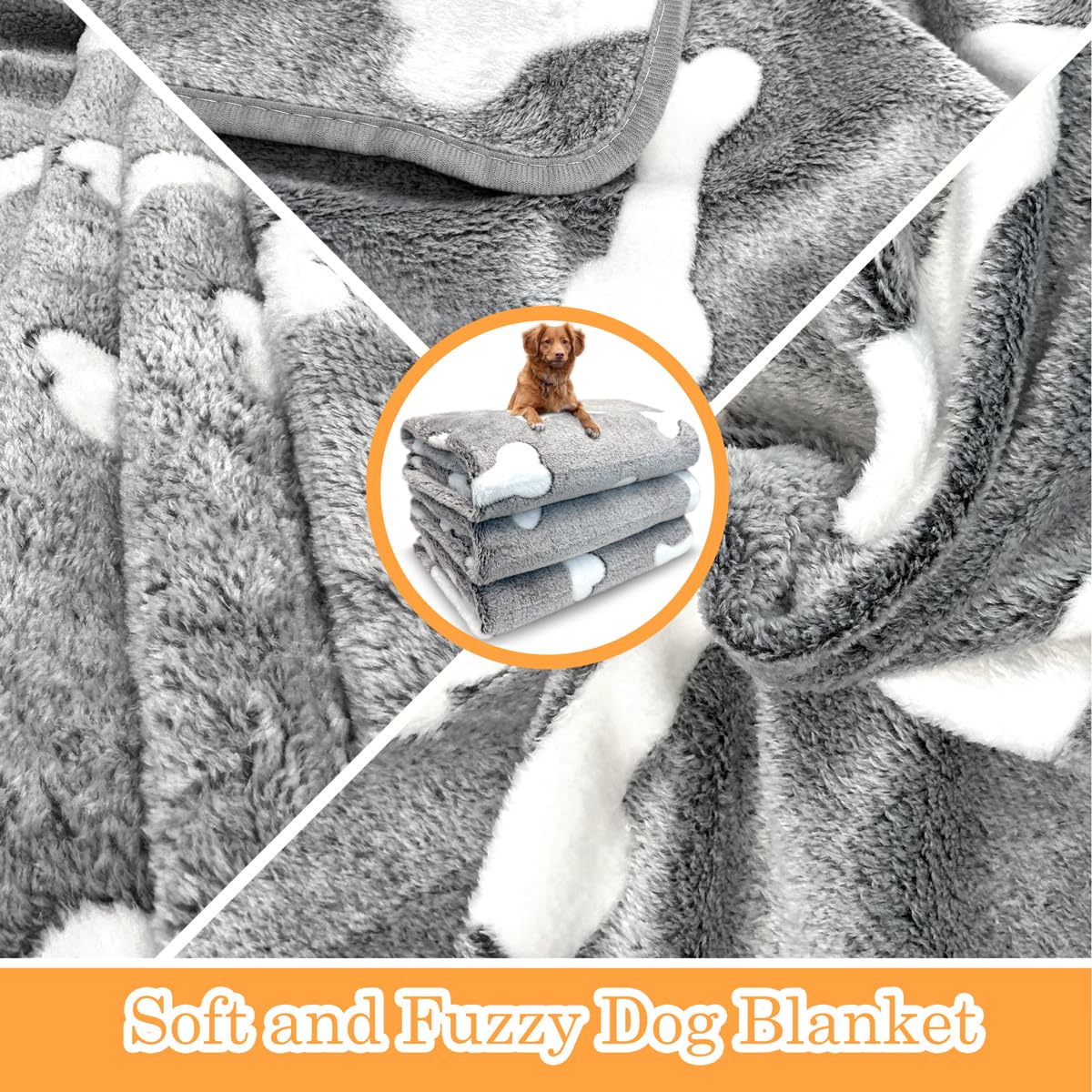 Dog Blankets For Medium Large Dogs Washable, 3 Pack Pet Blanket Washable 30'' X 20'', Fuzzy Soft Puppy Throw Cover For Kennel Cr