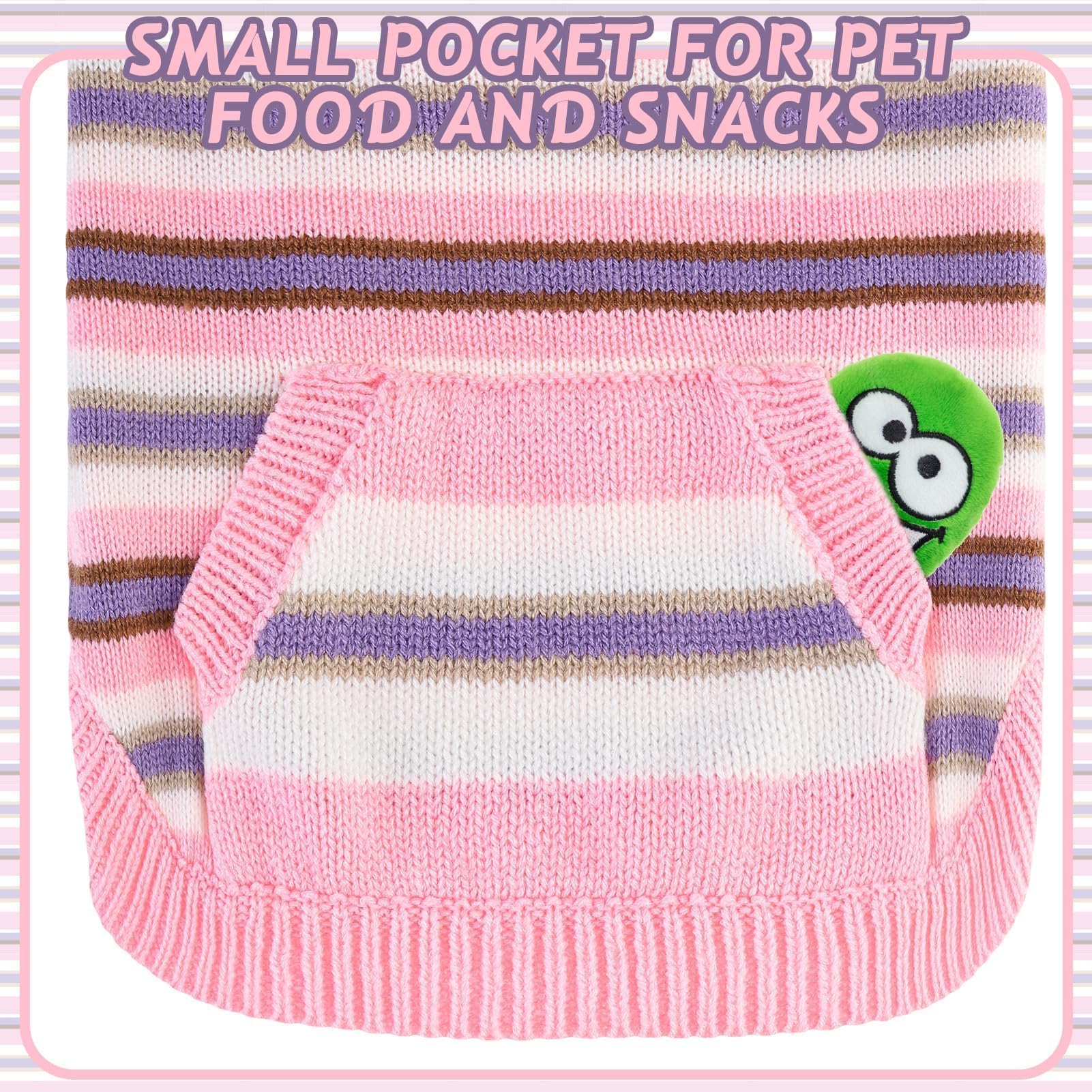 Bingpet Turtleneck Dog Sweater For Small Medium Large Dogs Boy Or Girl,Warm Knitted Pullover Pet Sweaters,Colorful Striped Puppy