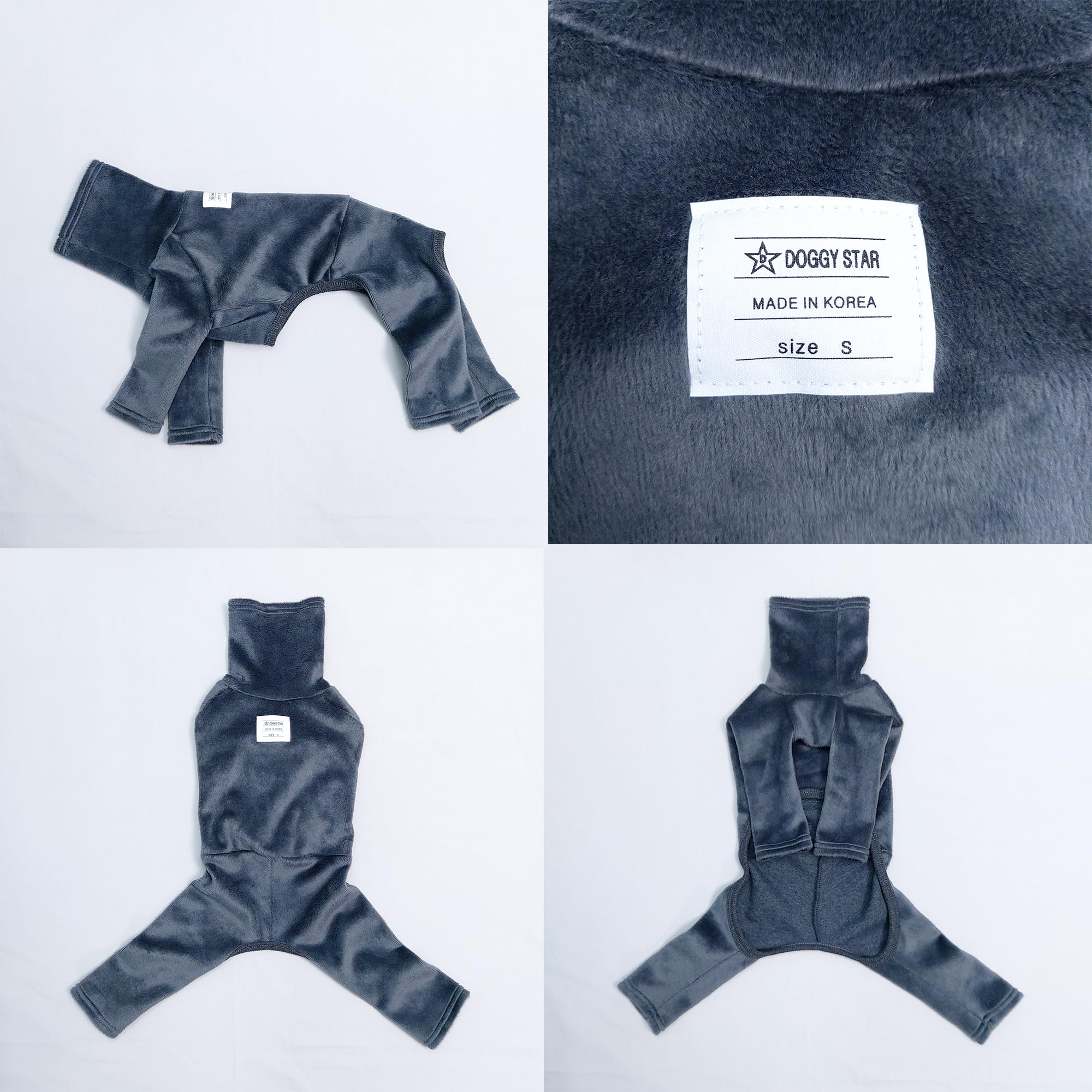 D Doggy Star Italian Greyhound Clothes Sweater Fleece Basic Onesie Whippet For Dog Turtleneck Outfits Coat (S,Flce Charcoal)