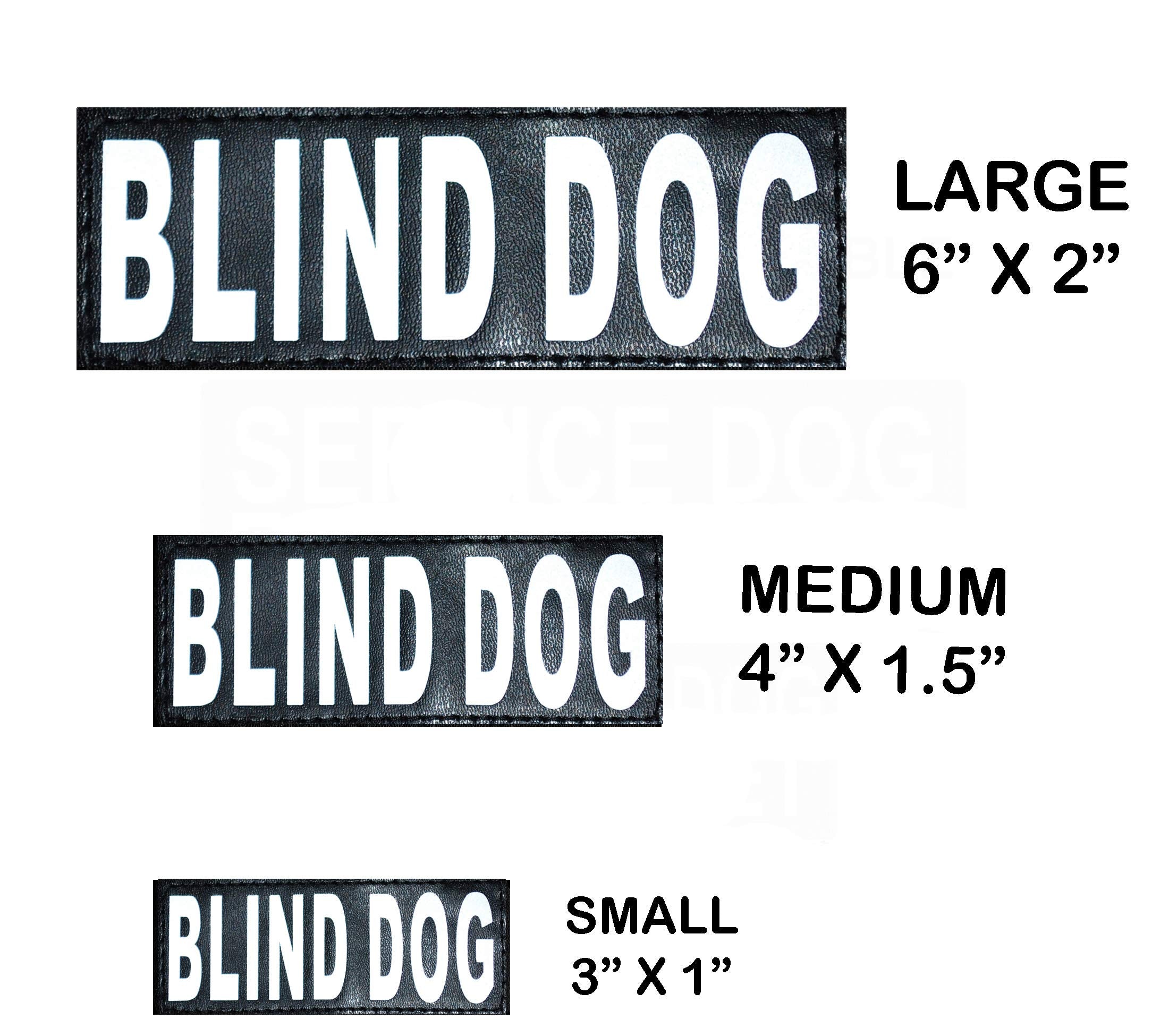 Doggie Stylz Set Of 2 Reflective Blind Dog Removable Patches With Hook Backing For Working Dog Harnesses & Vests. Durable And Interchangeable - Comes In 3 Sizes Small, Medium And Large