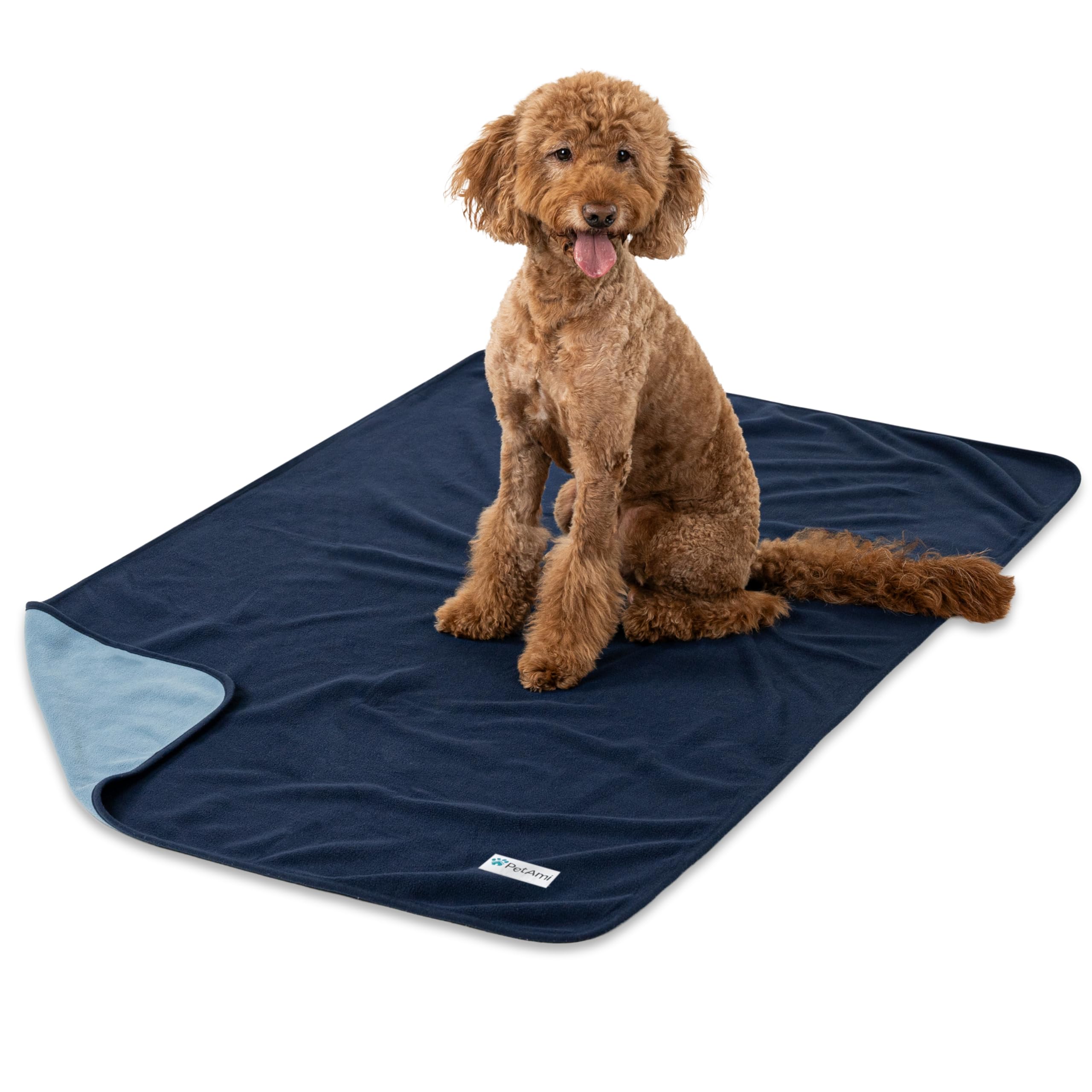 Petami Waterproof Dog Blanket For Medium Large Pets Dogs Cats, Pet Couch Cover Protector For Furniture, Reversible Washable Soft Fleece Cat Blanket For Bed Couch Sofa, 40X60 (Navy/Blue)