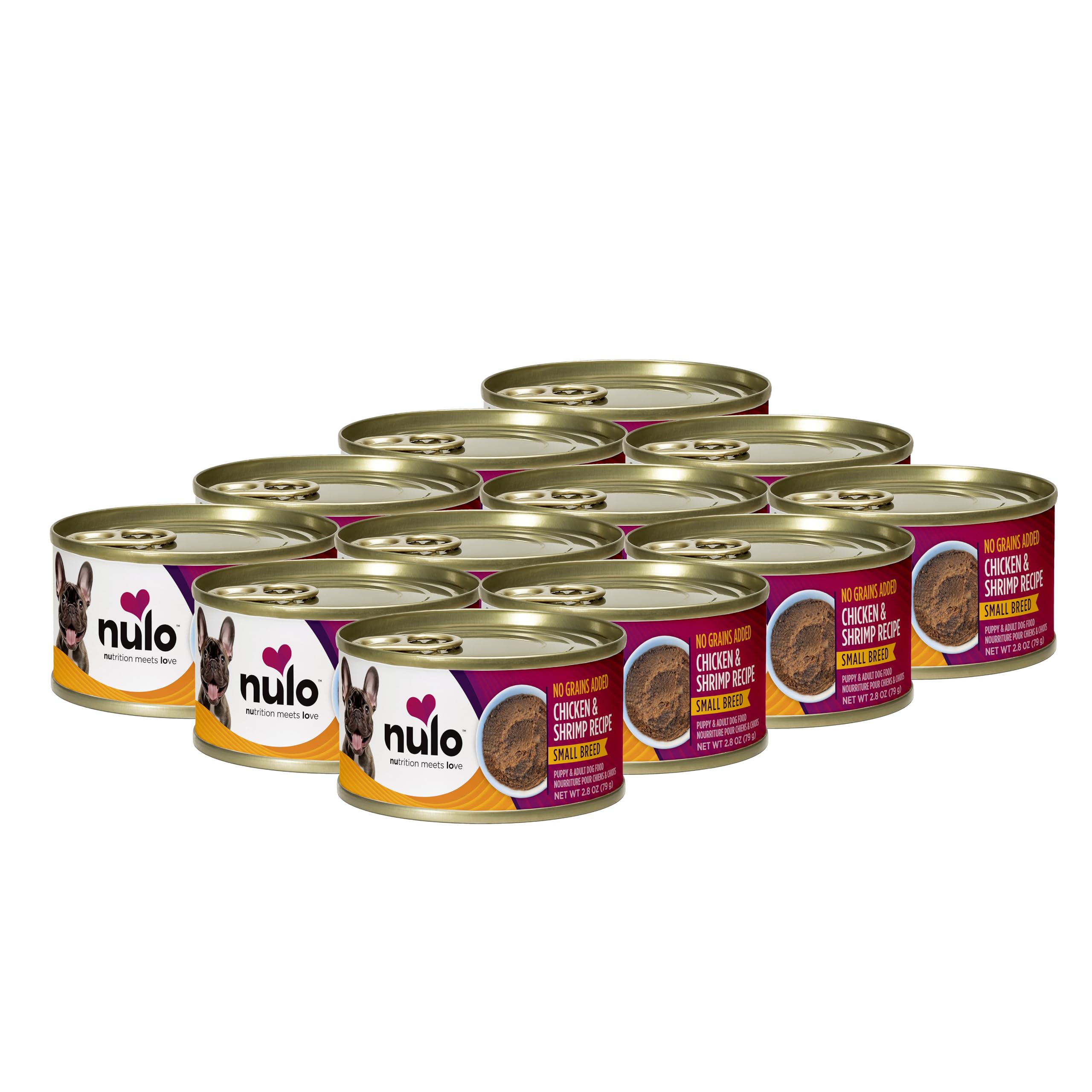 Nulo Grain-Free Small Breed Wet Canned Puppy & Dog Food, Chicken and Shrimp 2.8 Ounce, 12 Cans