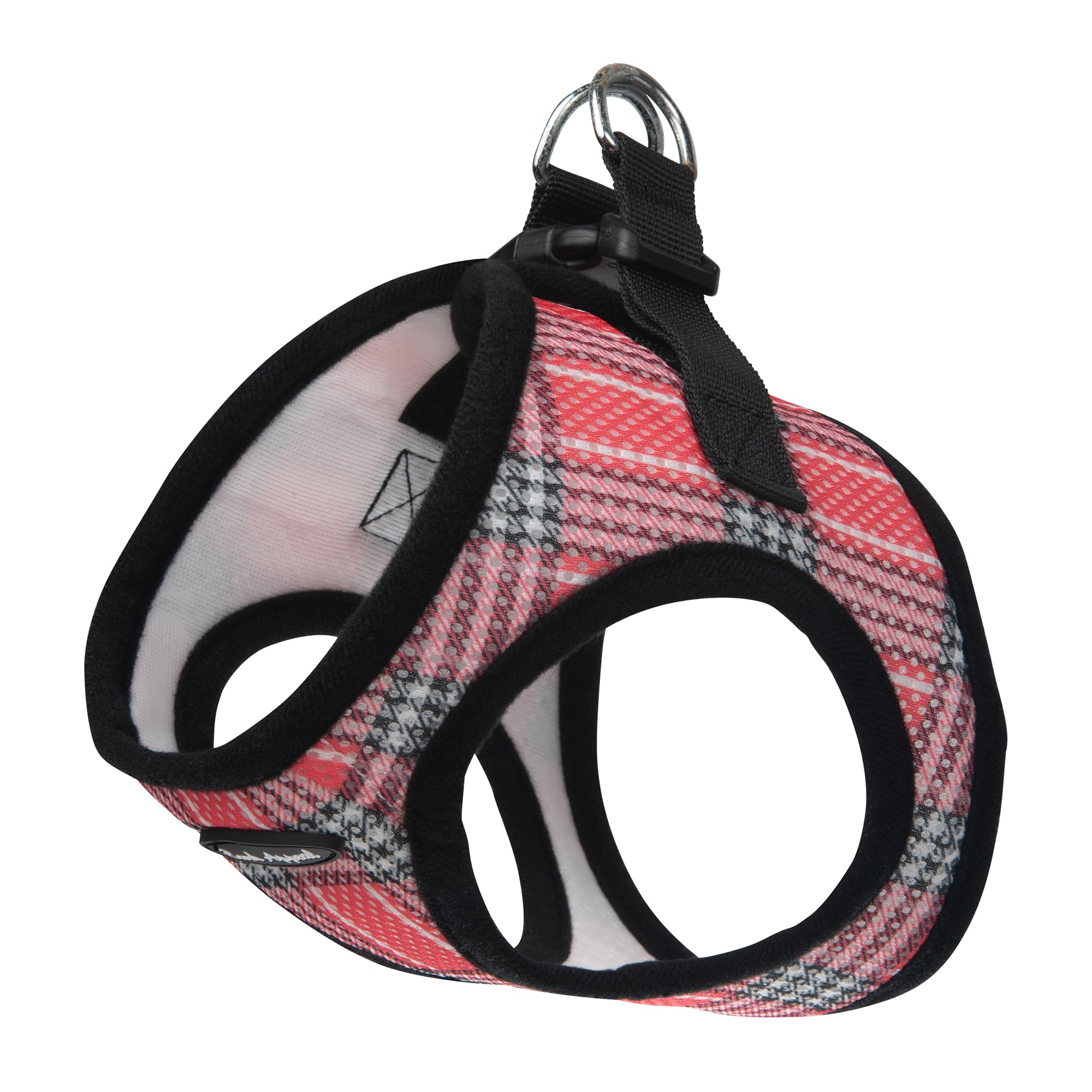 Bark Appeal Coral Red Plaid Step-in Dog Harness for Small-Medium Pets - Updated Sizing, Re-Measuring is Essential - Soft Vest Ha