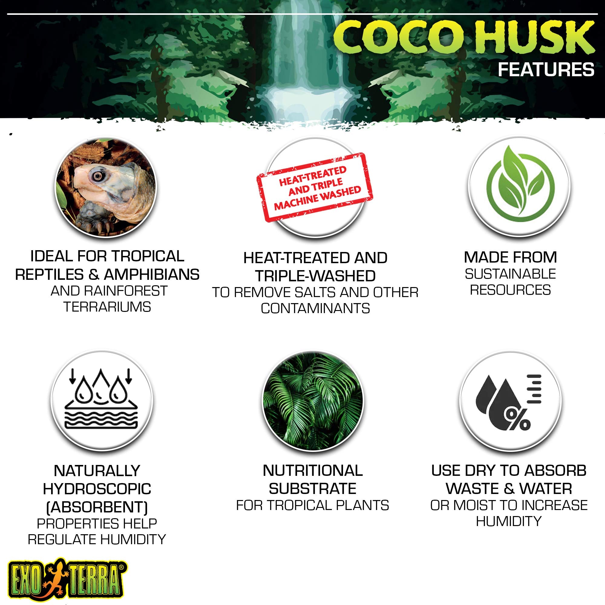 Exo Terra Coco Husk Terrarium Substrate [Set Of 3] Size: 7.2 Quarts