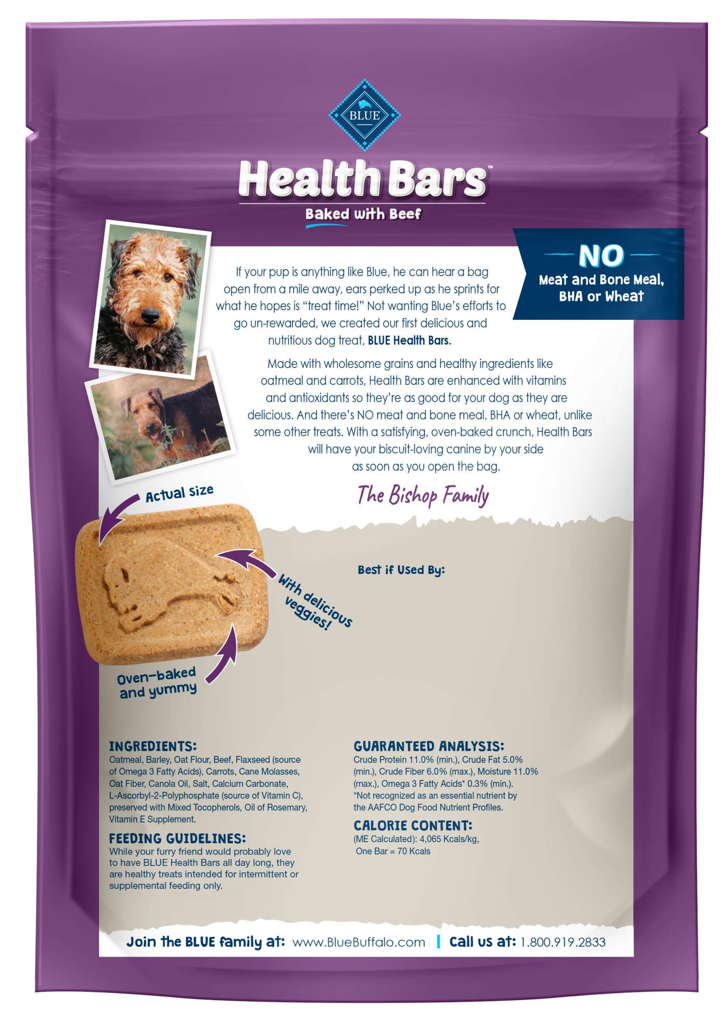 Blue Buffalo Health Bars Crunchy Dog Biscuits, Oven-Baked With Natural Ingredients, Beef, 16-Oz Bag