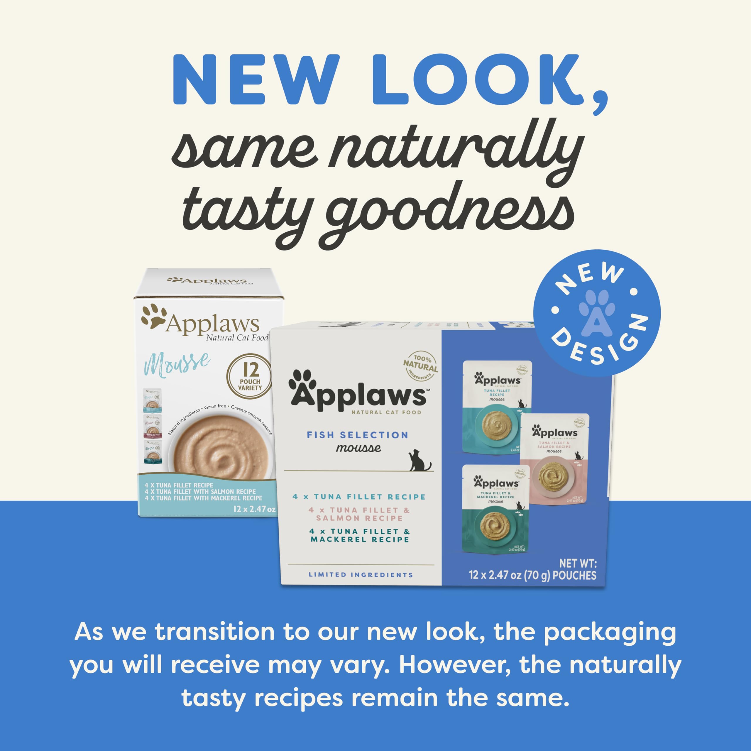 Applaws Natural Wet Cat Food in Mousse, Limited Ingredient Wet Cat Food Pouches, No Additives, Made with Natural Ingredients, Fi