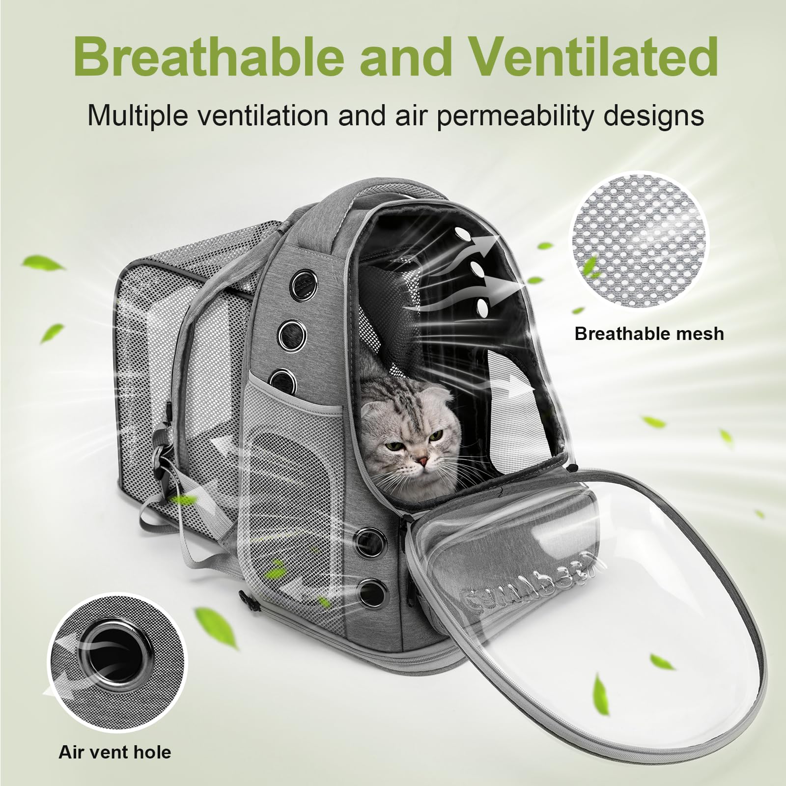 Cawypety Expandable Cat Backpack,Cat Bubble Backpack Carrier For Carrying Cats, Pets And Small Dogs,Airline-Approved,Designed Fo