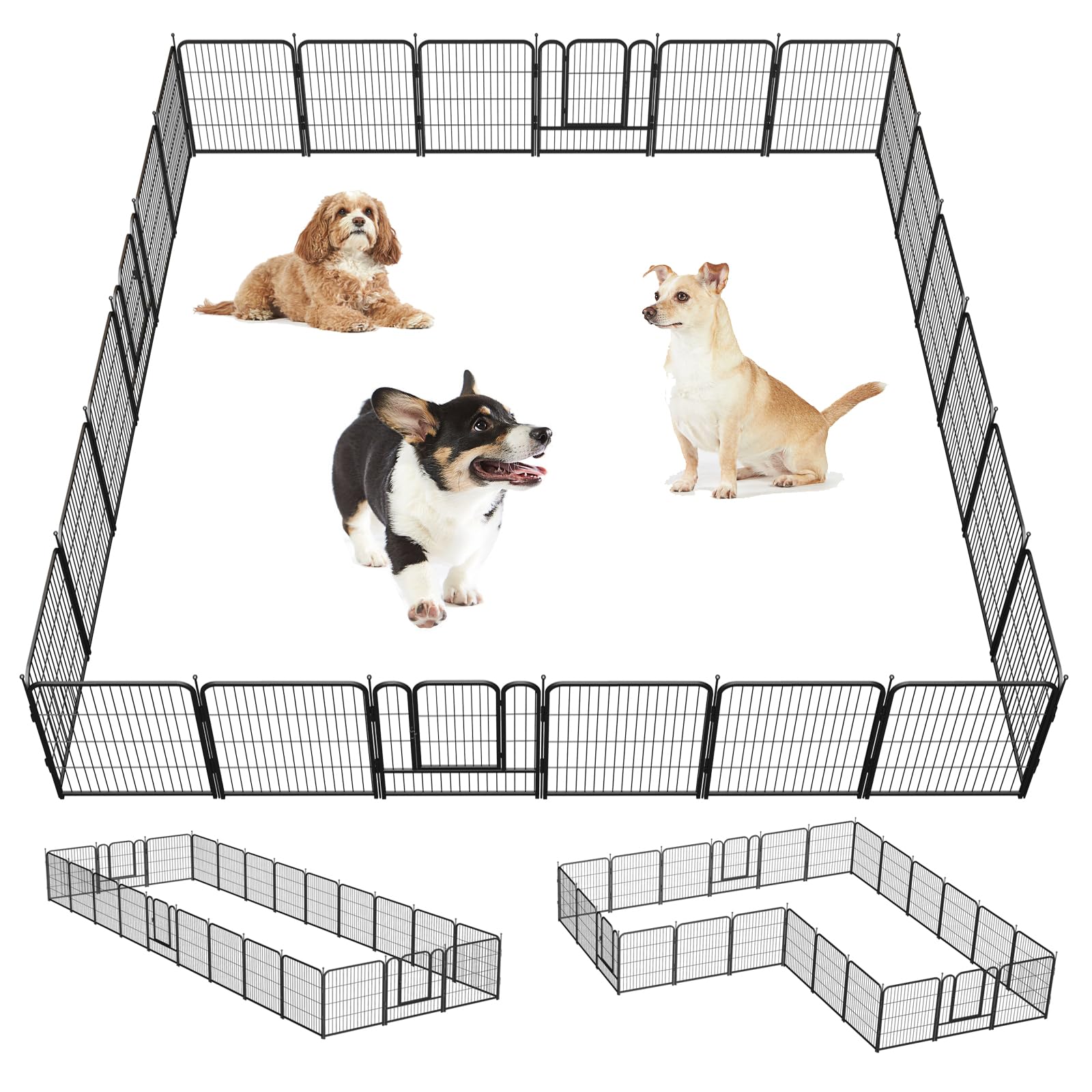 Dog Playpen,24/32/40 Inch Height In Heavy Duty,Folding Indoor Outdoor Dog Exercise Fence, Portable Pet Playpen With Door For Large Medium Dogs - Silver Gray (8 Panels, 32 Inch)