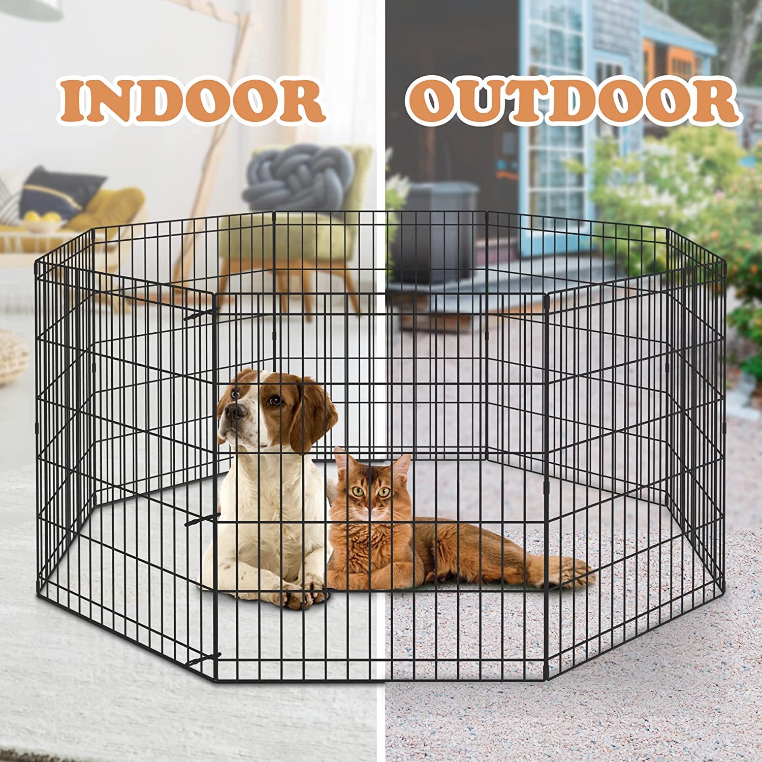24/30/36/42/48 Inch Pet Playpen Puppy Playpen Dog Exercise Pen Indoor Outdoor Folding Dog Fence For Small Animals 8 Panel