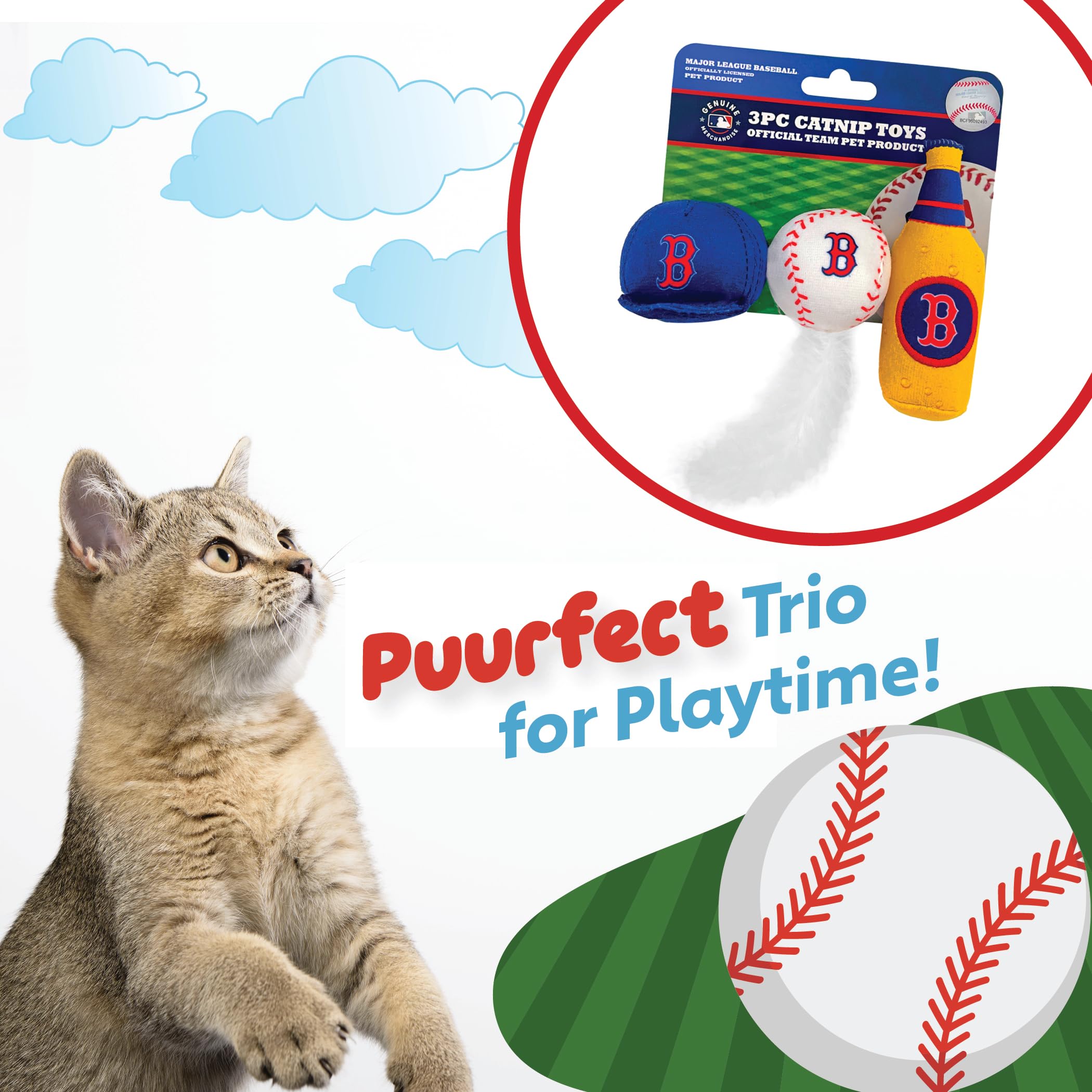 Best Plush Cat Toy Mlb Boston Red Sox Complete Set Of 3 Piece Cat Toys Filled With Fresh Catnip. Includes: 1 Baseball Cap Cat To