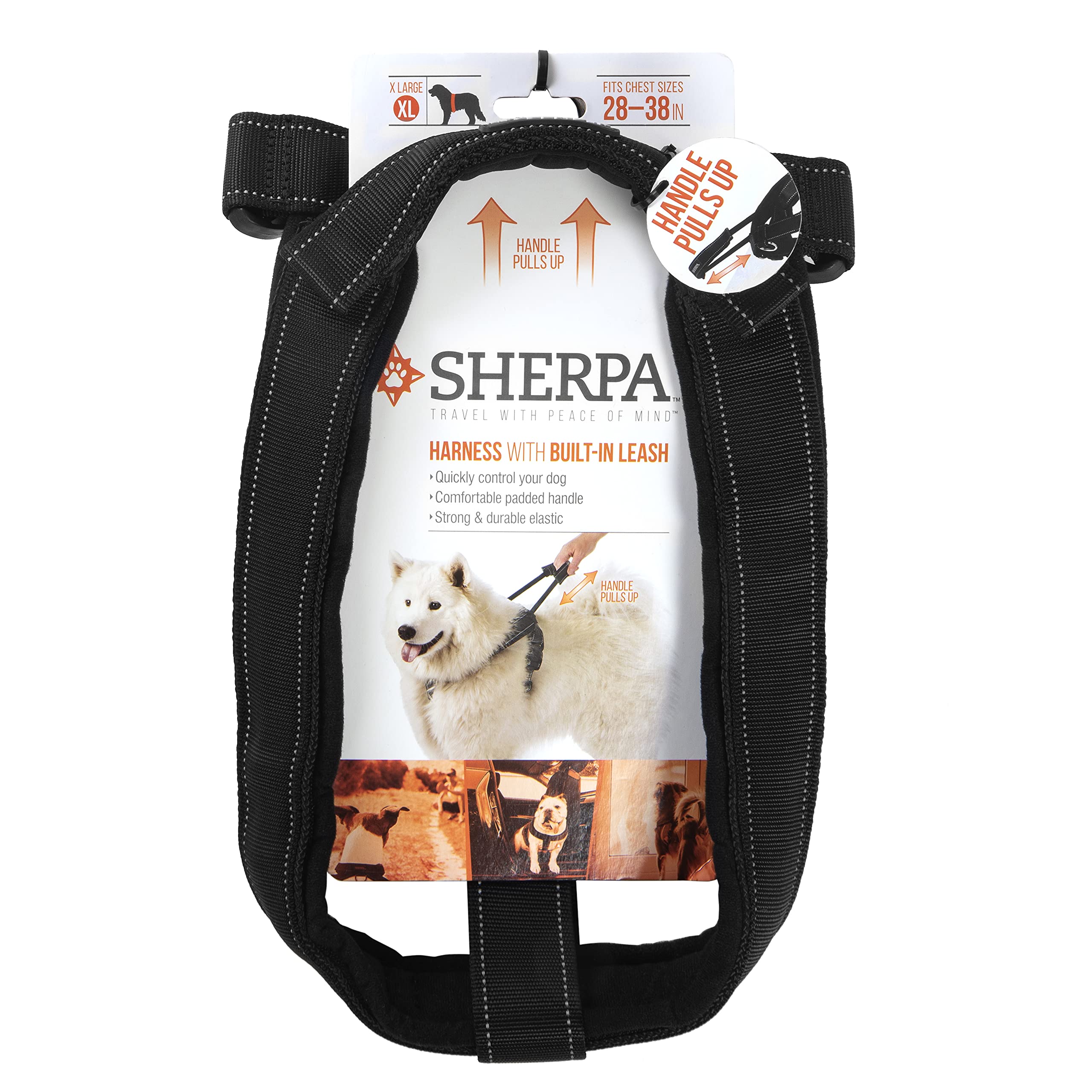 Sherpa Dog Harness, Built-In Quick Grab Handle, Padded - Black, Extra Large