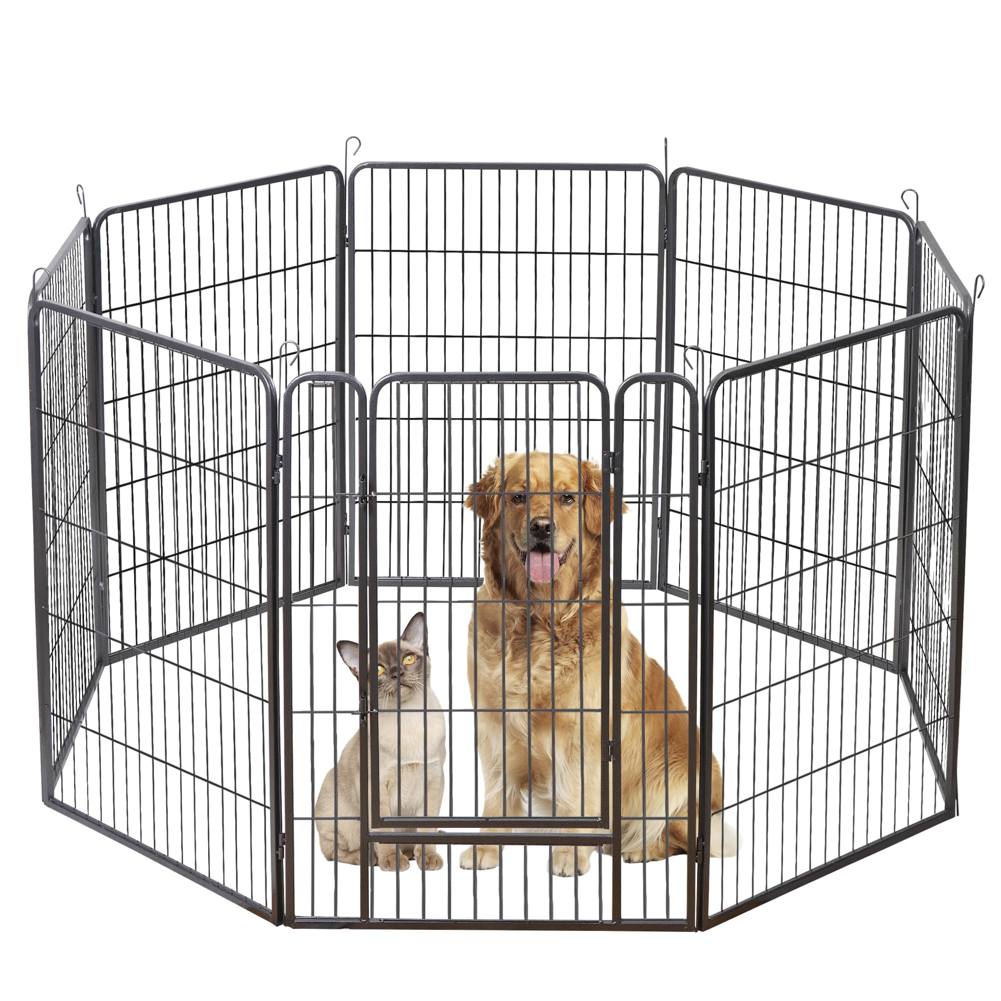 Zeny Dog Playpen 40Inch 8 Panels, Heavy Duty Pet Dog Pen Indoor, Metal Dog Fence With Doors, Foldable Animal Outdoor Exercise Pe