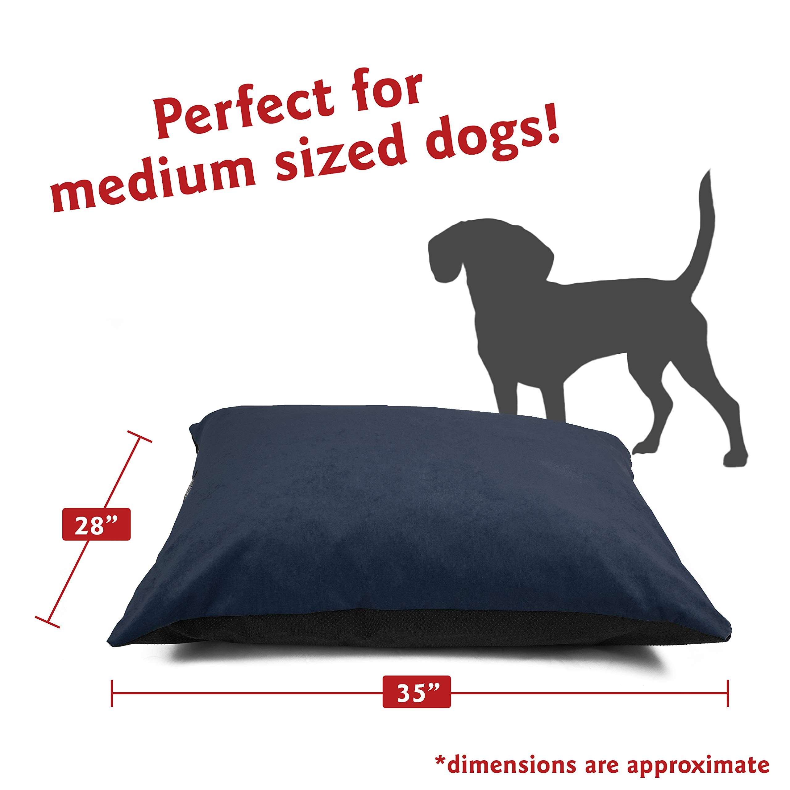 Majestic Pet Rectangle Medium Dog Bed Washable – Non Slip Comfy Pet Bed – Dog Crate Bed Super Value Pillow Dog Bed – Dog Kennel Bed For Sleeping - Dog Bed Medium Breed 35 X 28 Inch – Villa Navy