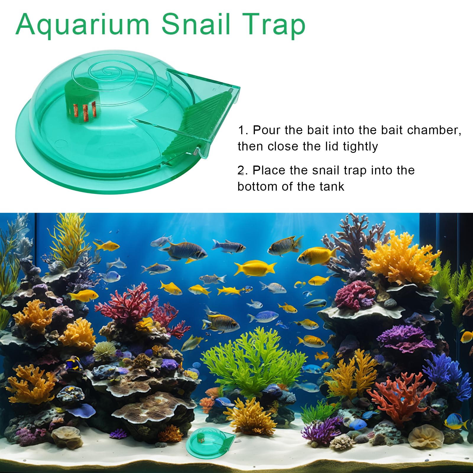 FUATY Aquarium Snail Trap, Plastic Snail Catcher for Freshwater Fish Tank Green Snail Catch Box Snail Removal Supplies Aquarium