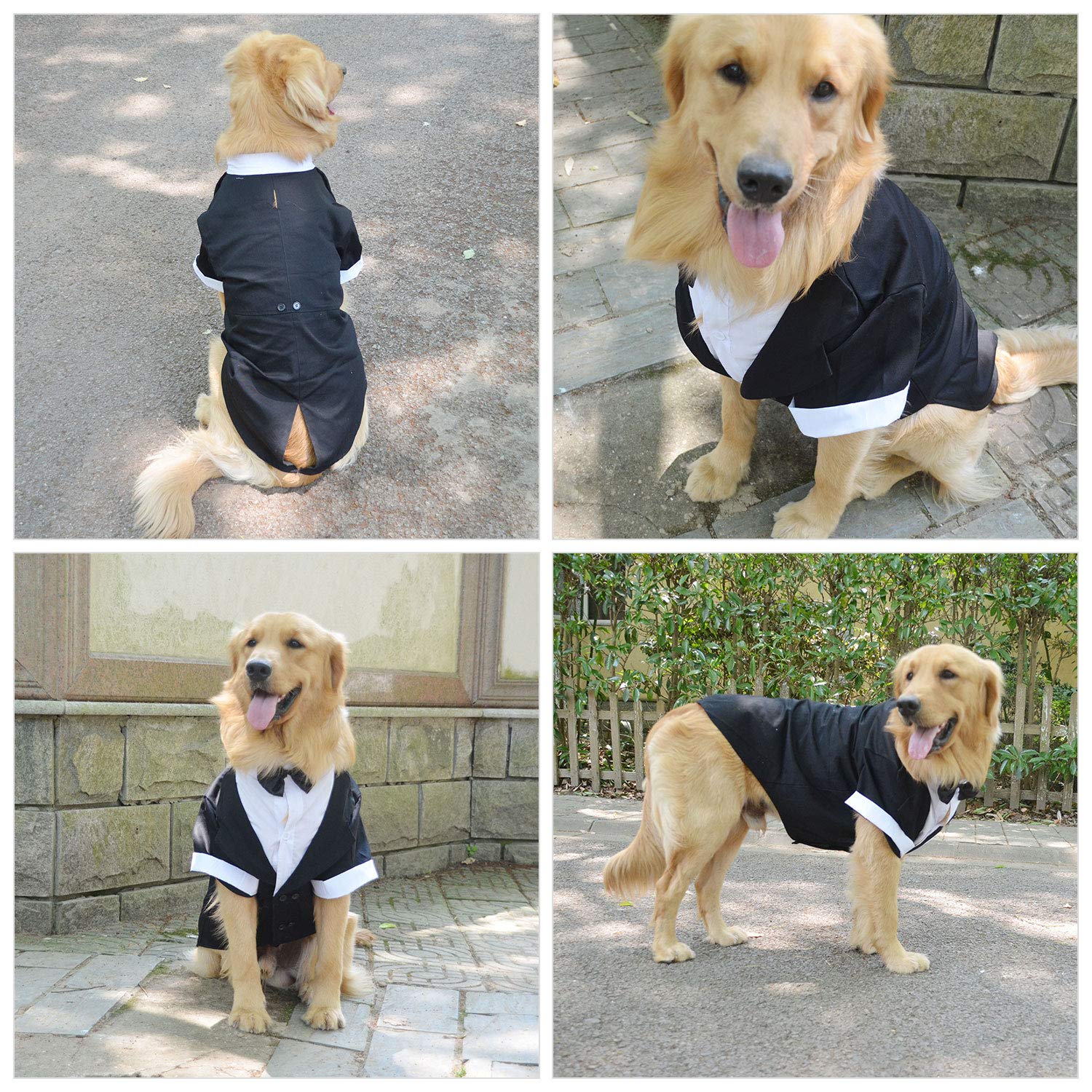 Lovelonglong Pet Costume Dog Suit Formal Tuxedo With Black Bow Tie For Large Dogs Labrador Clothing L-L