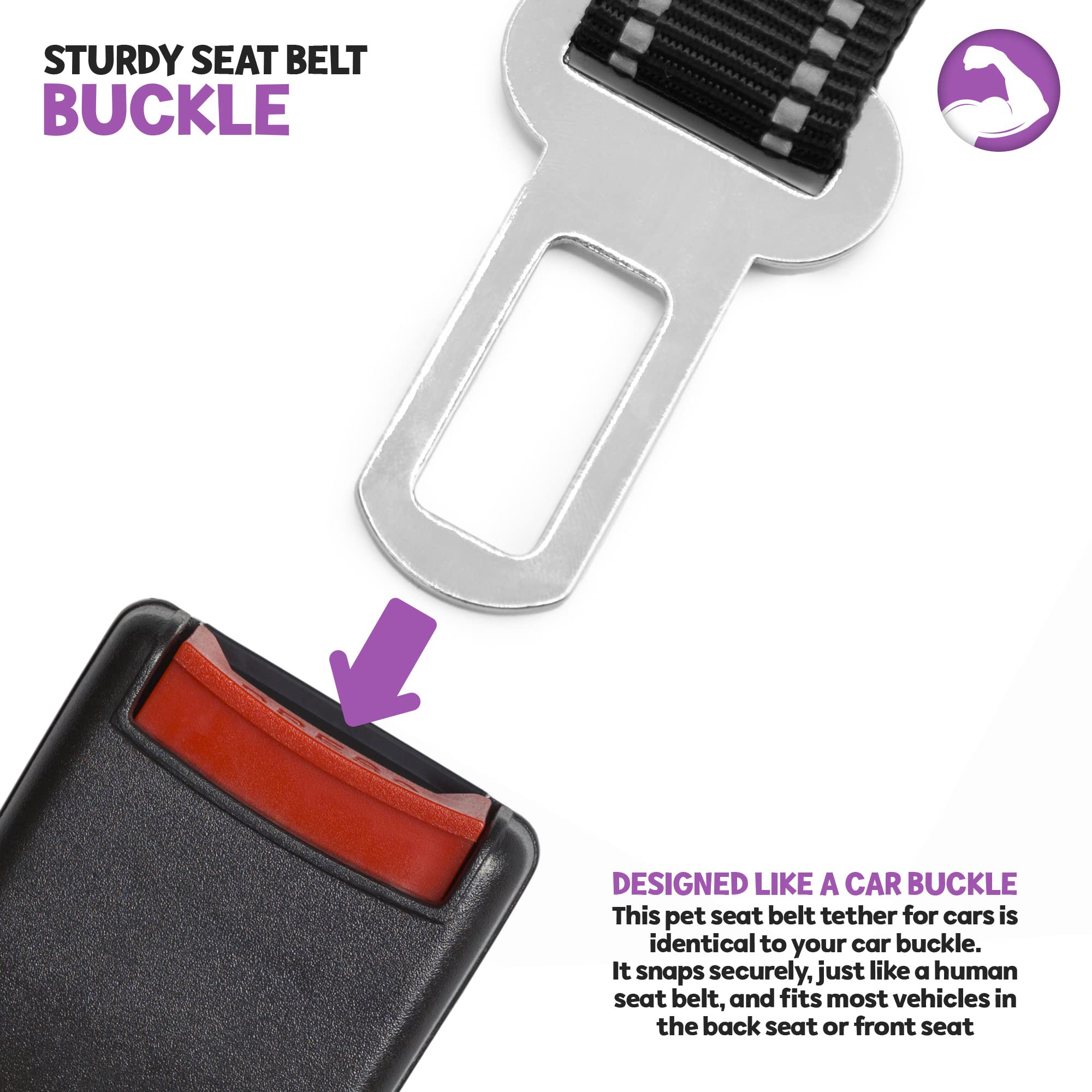 Poodle Pet Easy Click Car Seat Belt For Dogs | Adjustable Length Nylon Strap And Metal Car Seat Buckle | Safe And Secure Dog Sea