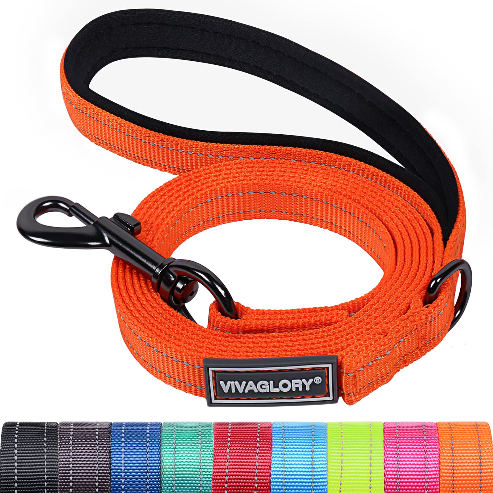Vivaglory Dog Leash, Dog Training Leashes With Comfortable Neoprene Padded Handle, Heavy Duty Walking Leash For Small & Medium D