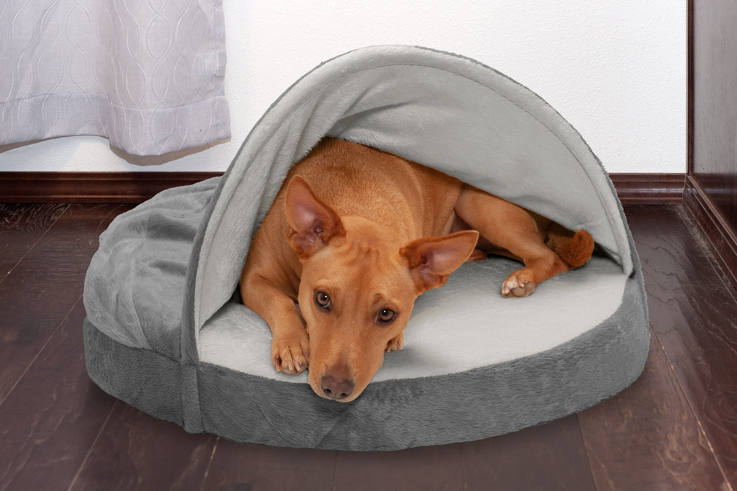 Furhaven 26 Round Memory Foam Dog Bed for Medium/Small Dogs w/ Removable Washable Cover, For Dogs Up to 30 lbs - Microvelvet Snu